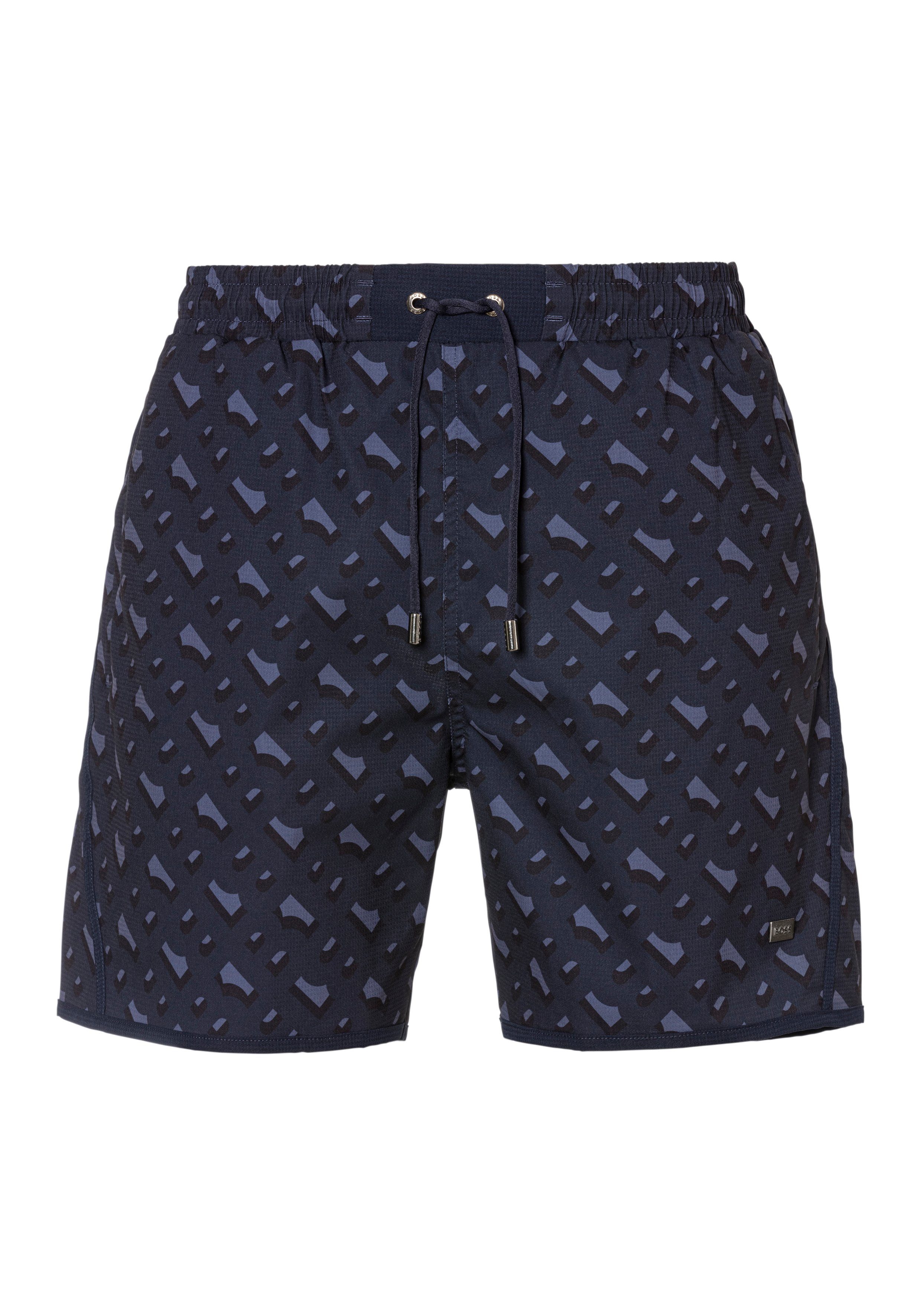 BOSS Zwemshort Beat met geometrische print