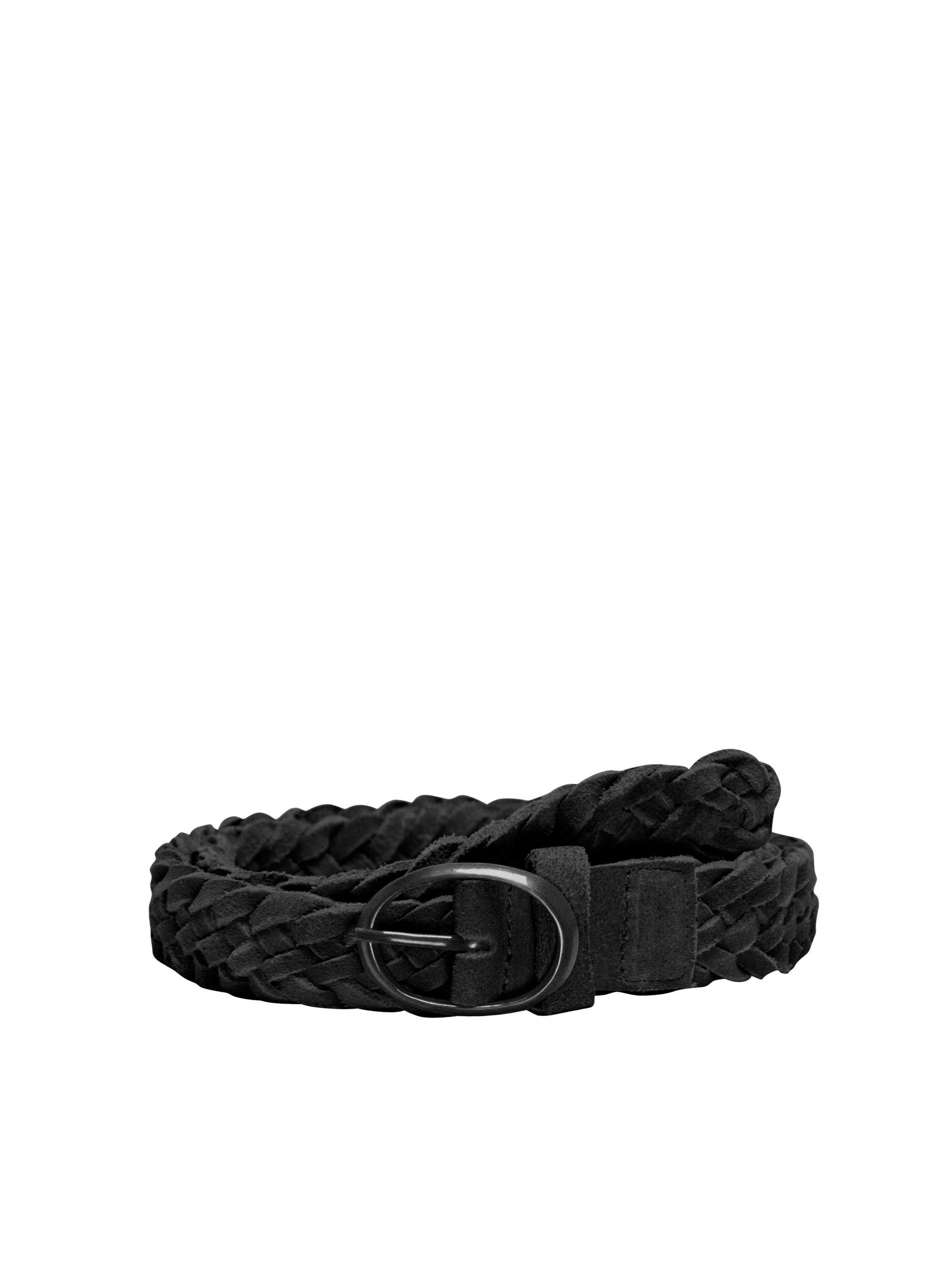 Only Gevlochten riem ONLINES SLIM BRAIDED LEATHER JEANS BELT dames gevlochten riemen maat 90 zwart