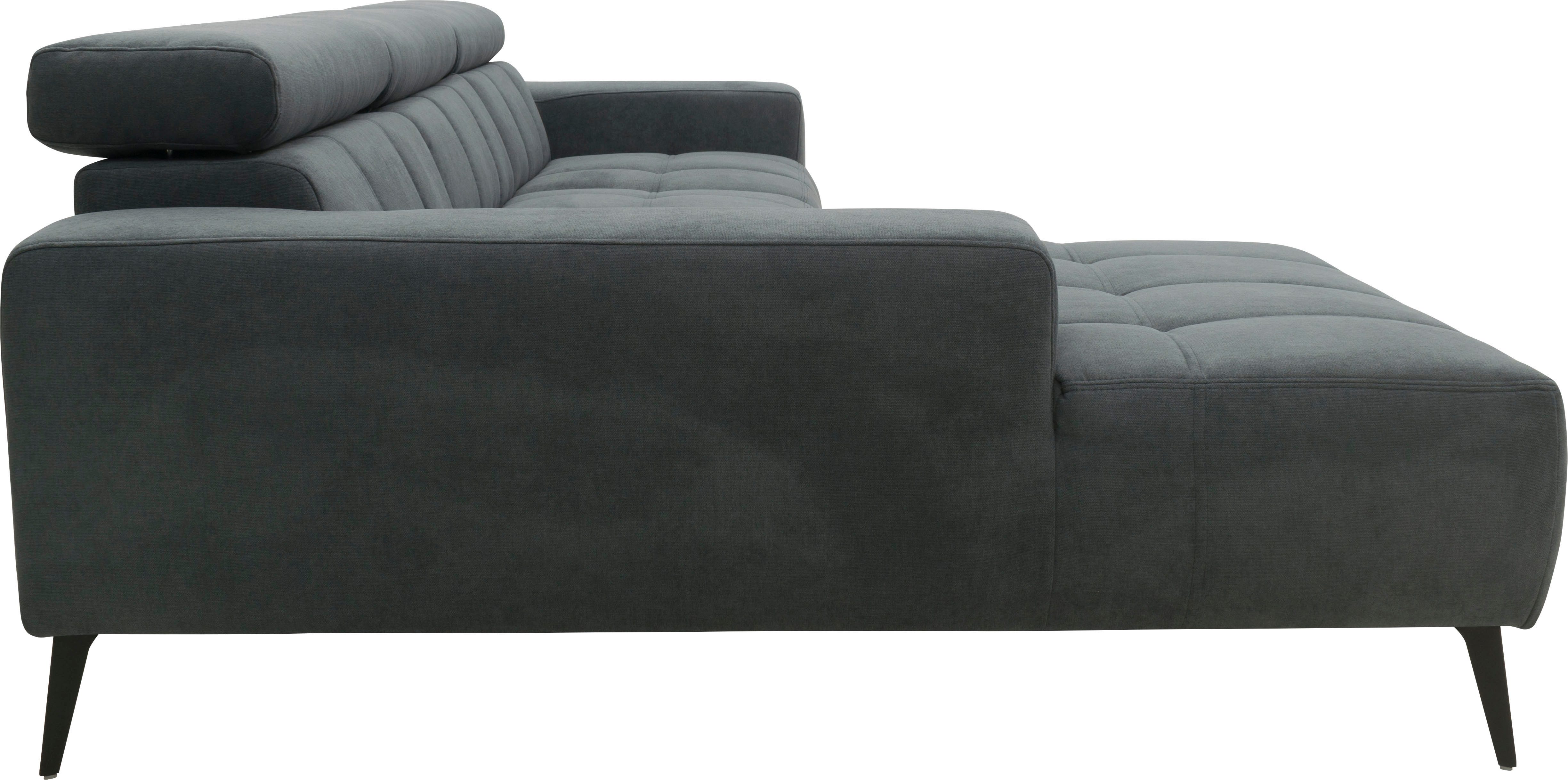 DOMO collection Hoekbank Trento L-vorm, met sledevoet of enkele voet naar keuze met verstelbare hoofdsteun, récamier links/rechts bestelbaar