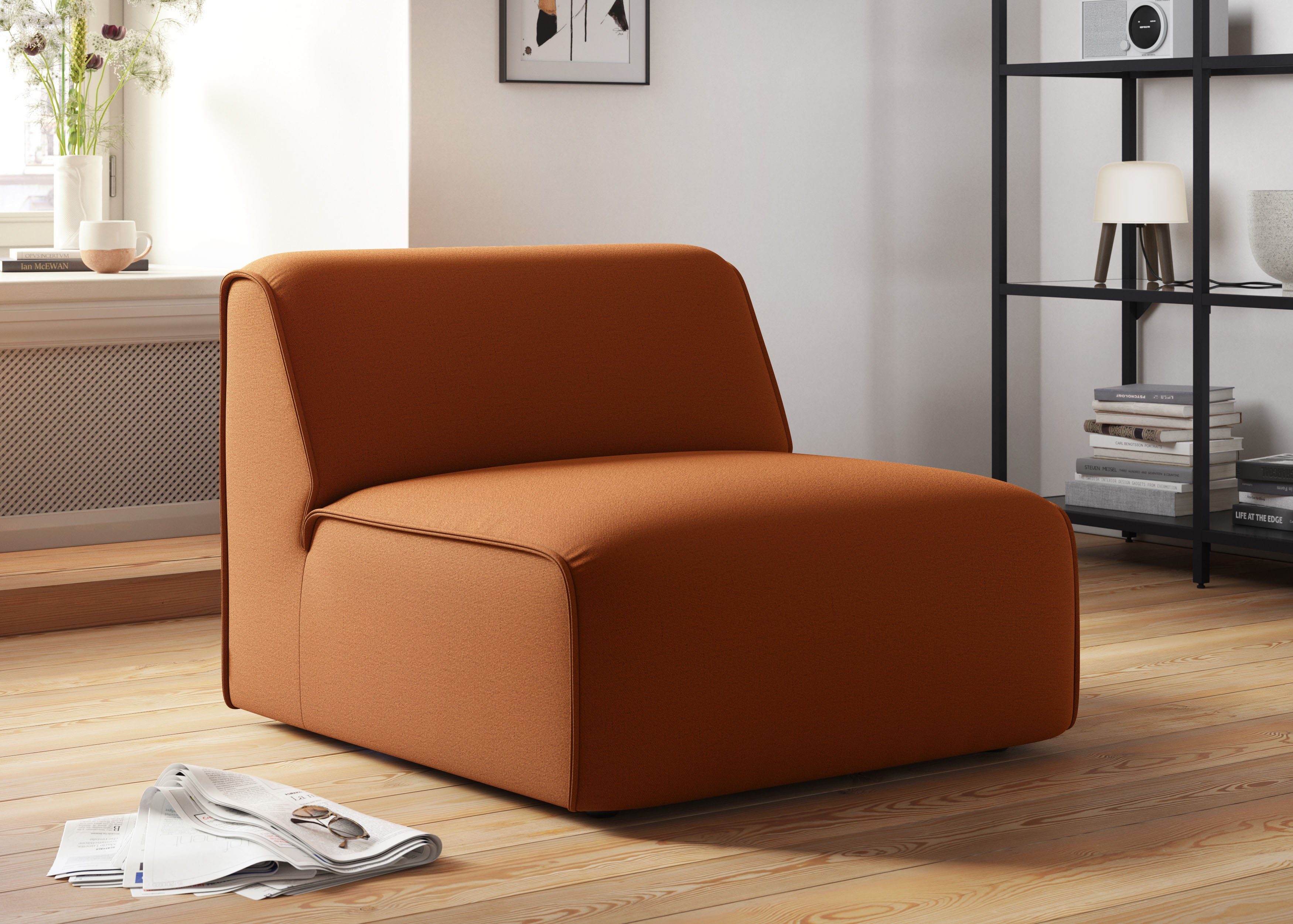 RAUM.ID Fauteuil Merid sofa-middenelement, afmetingen B/D/H: 84/97/46 cm als module of apart te gebruiken, voor individuele samenstelling