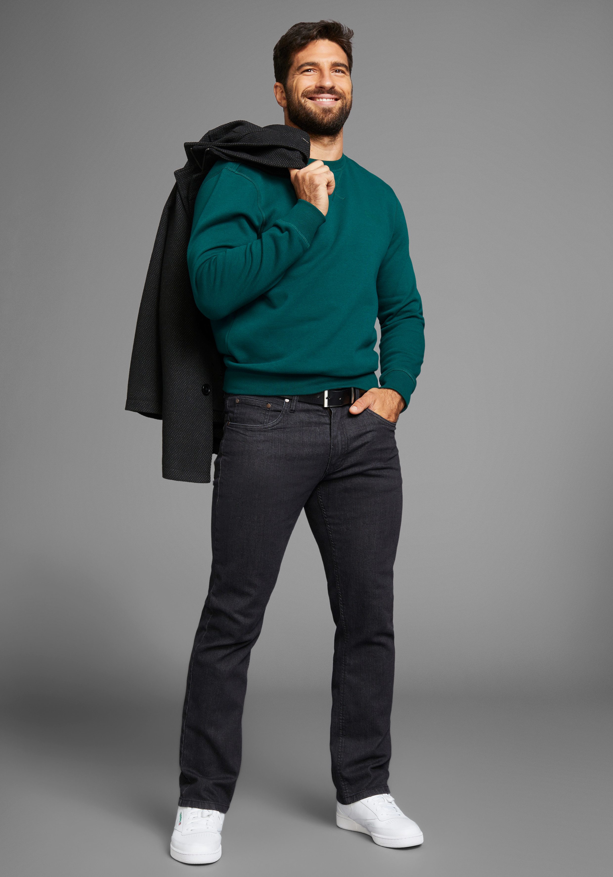 Man's World Sweatshirt Lange mouwen, basic-stijl, effen, ronde hals
