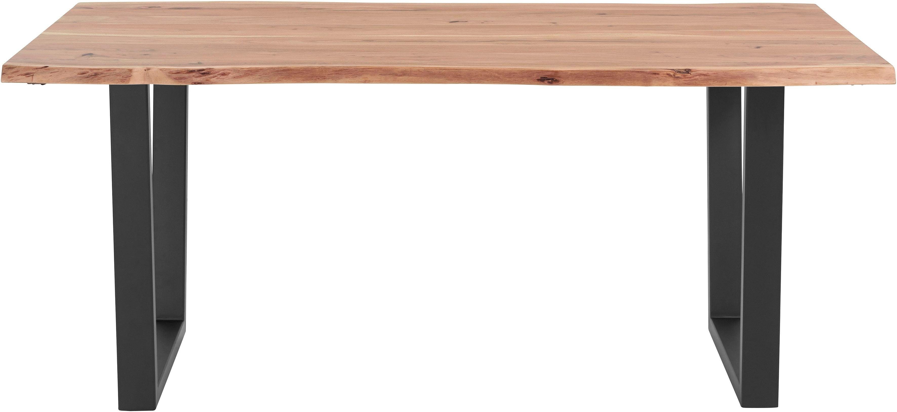 MCA living Eettafel CALABRIA Massief hout in boomstam-look eettafels maat 180 cm x 78 cm x 100 cm beige