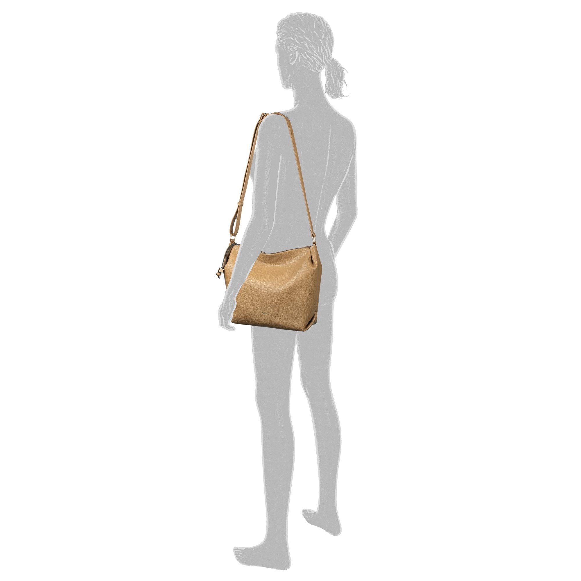 Gabor Hobo-tas TELIA discrete plooien, elegante ritssluiting met gouden sierkubus