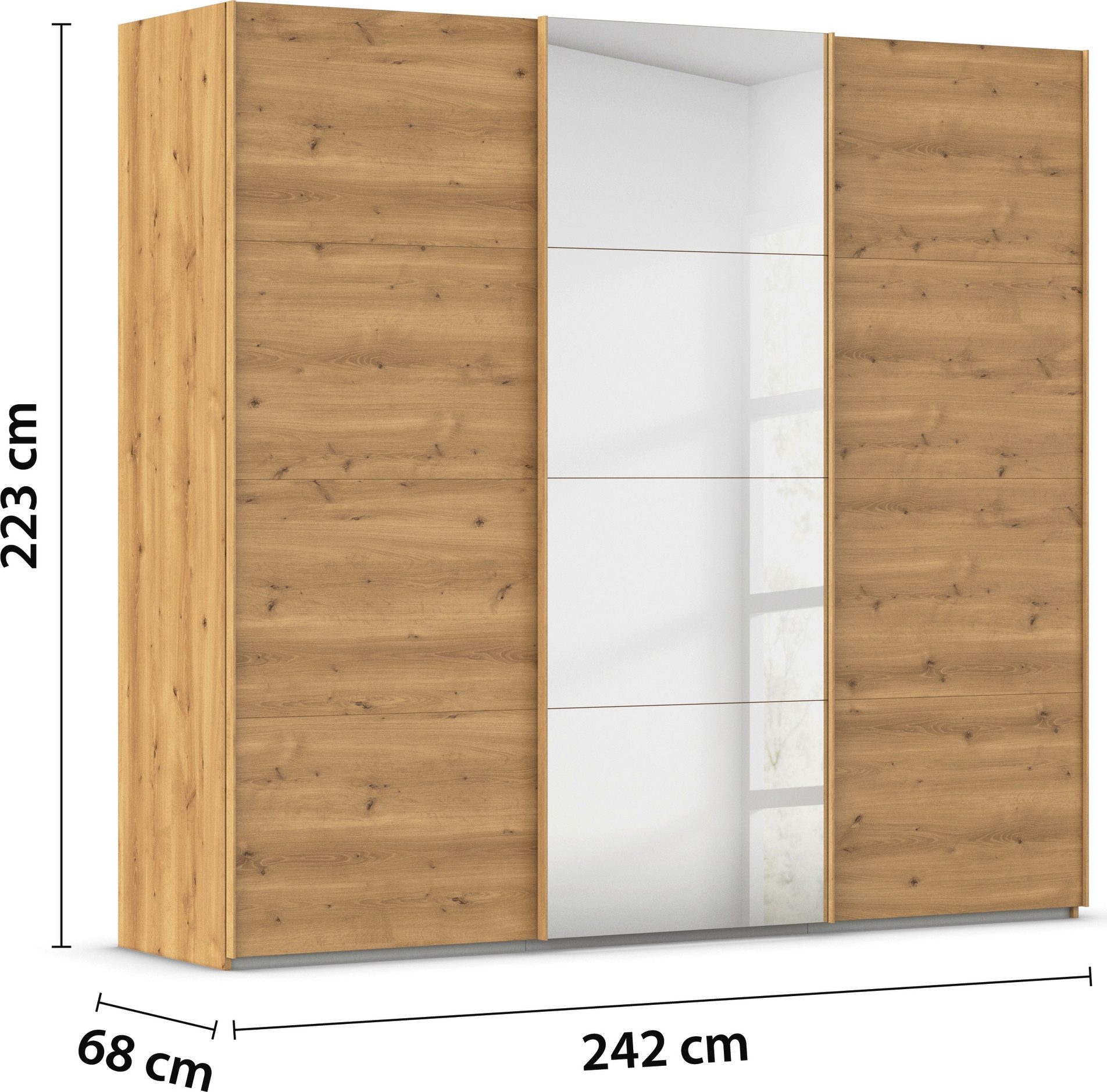rauch Schuifdeurkast Kledingkast Kast Garderobe Slaapkamerkast EVELYN in elegante stijl met spiegel 5 breedtes veel opbergruimte made in germany