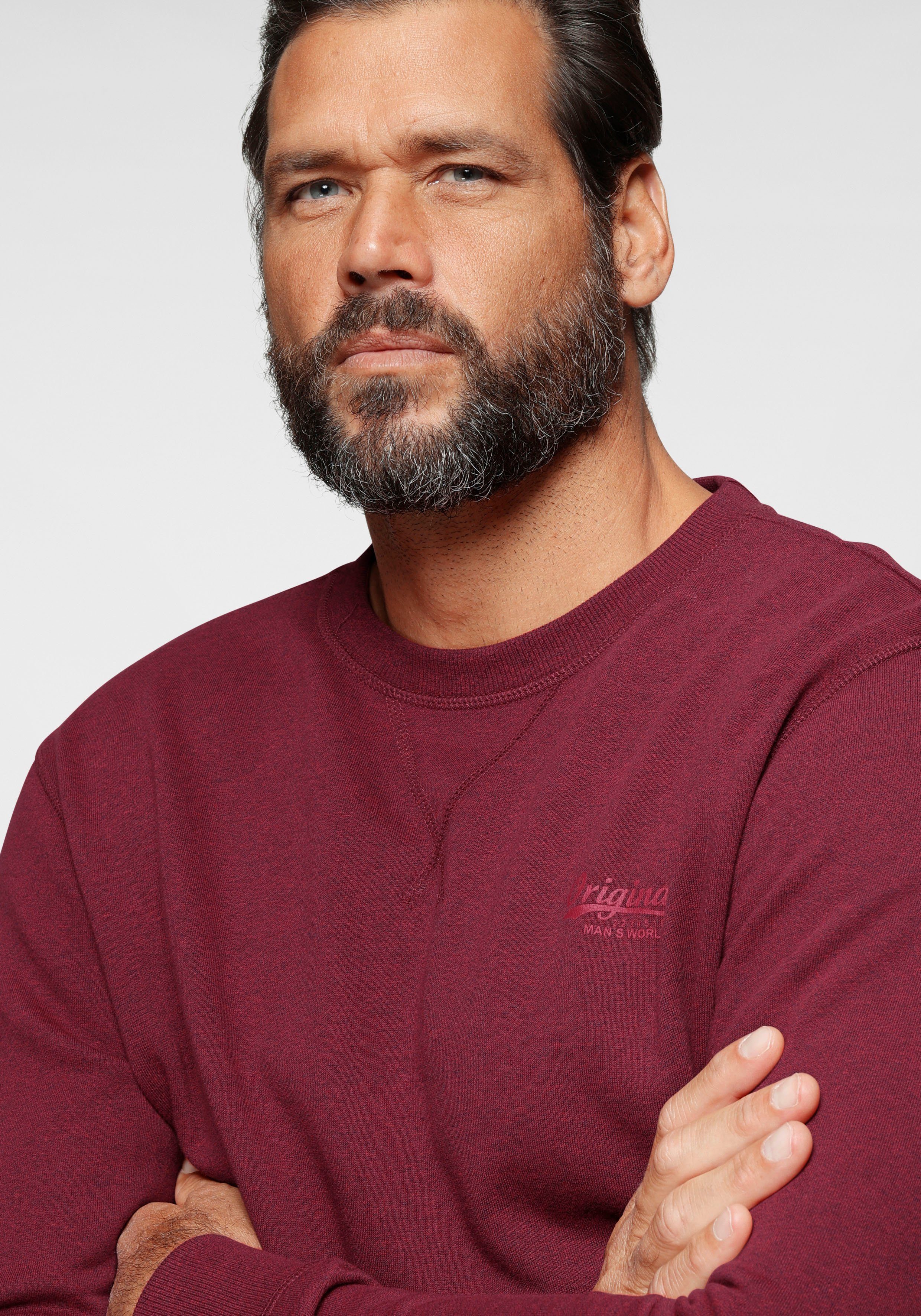 Man's World Sweatshirt Lange mouwen, basic-stijl, effen, ronde hals