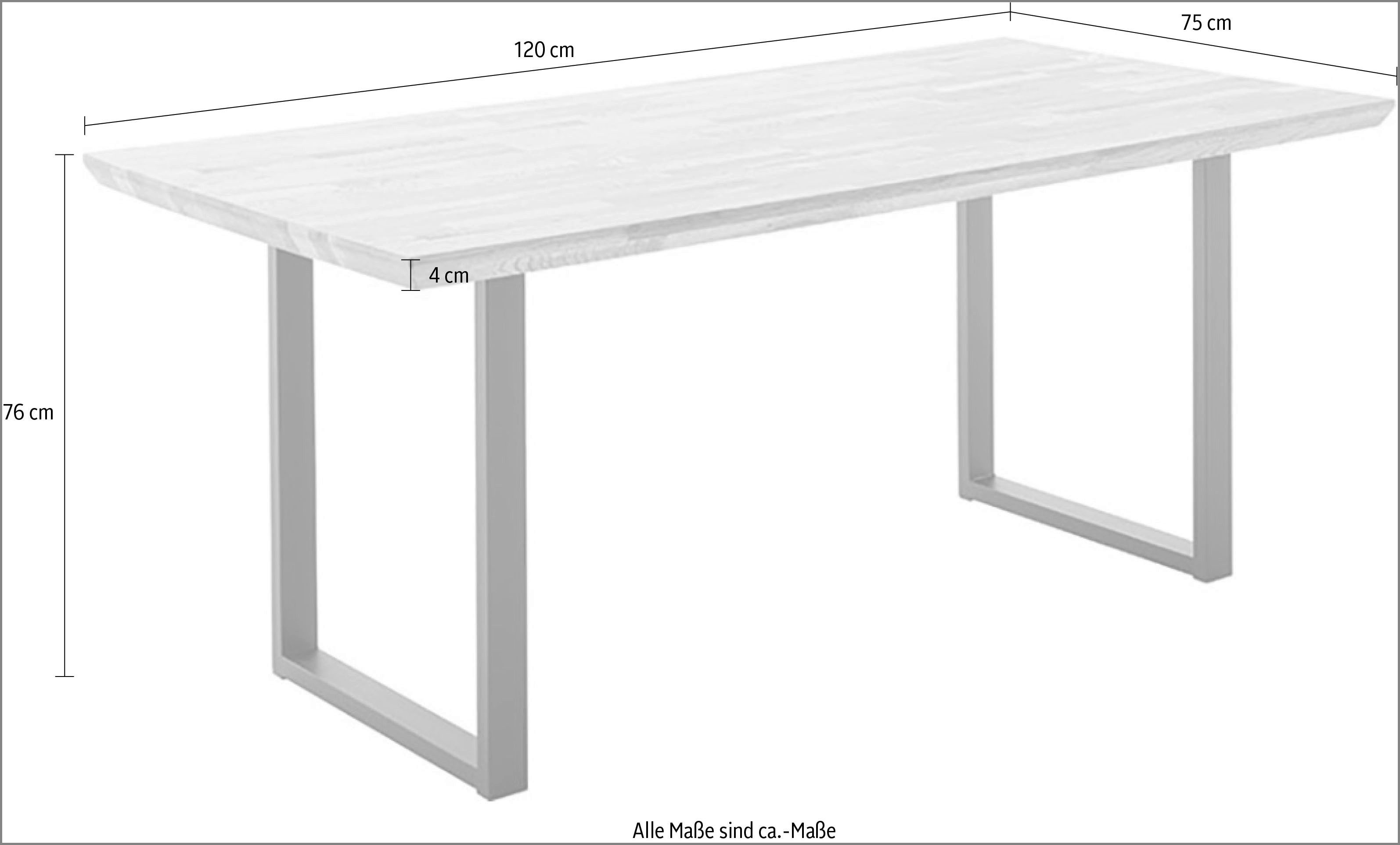 MCA living Eettafel Zeballos, TOPSELLER! U-frame van poedercoated metaal, blad van zerreiche (1 stuk)