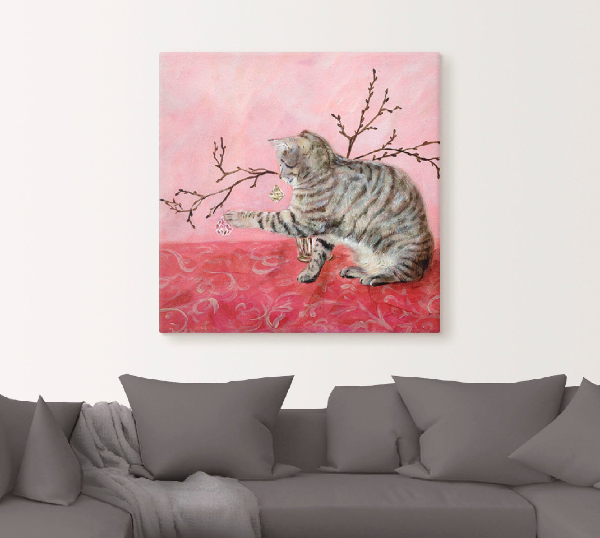 Artland Artprint op linnen Kattenspel gespannen op een spieraam
