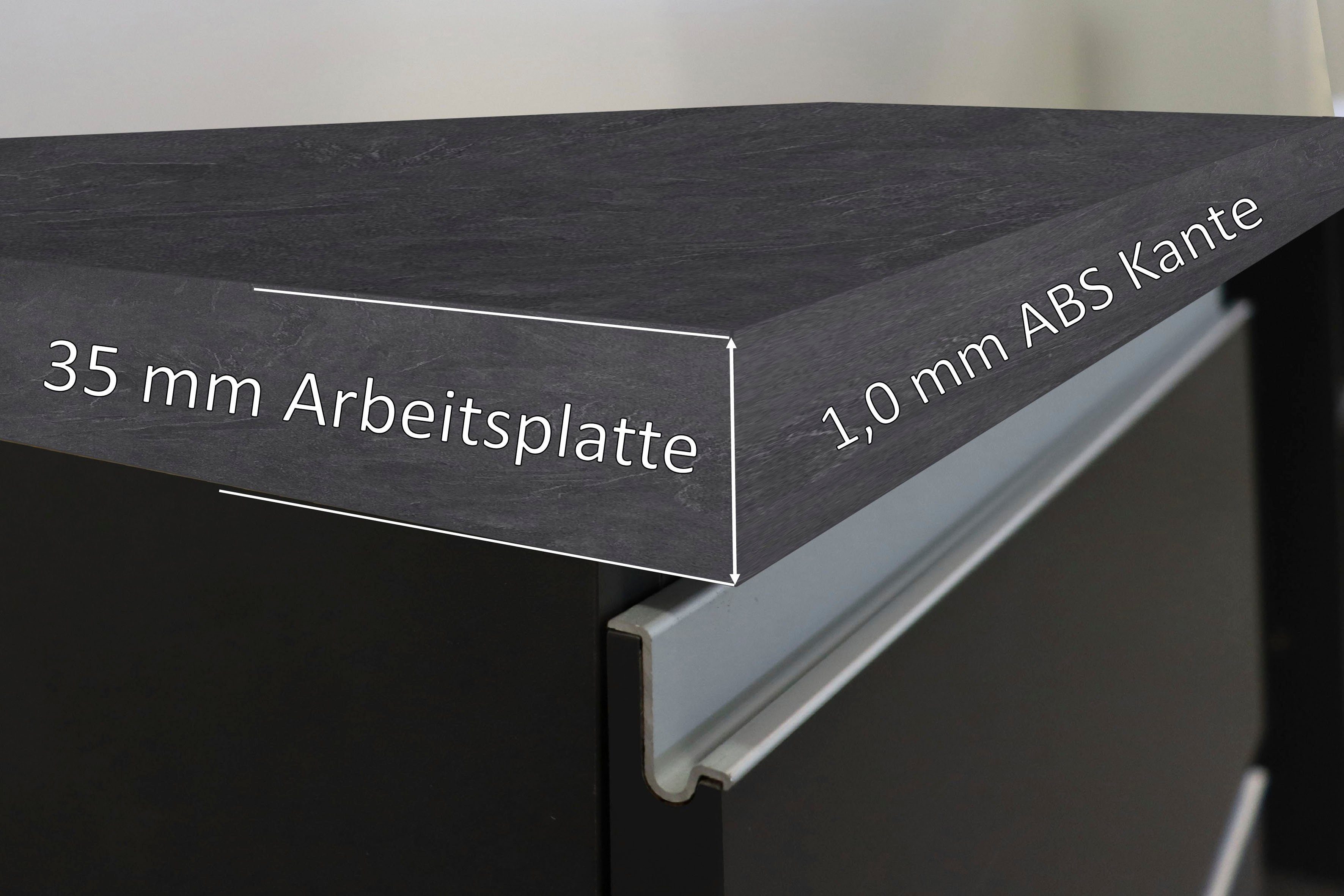 Kochstation Keukenblok KS-Sole Breedte 256 cm, met afdruiprek, zonder elektrische apparaten