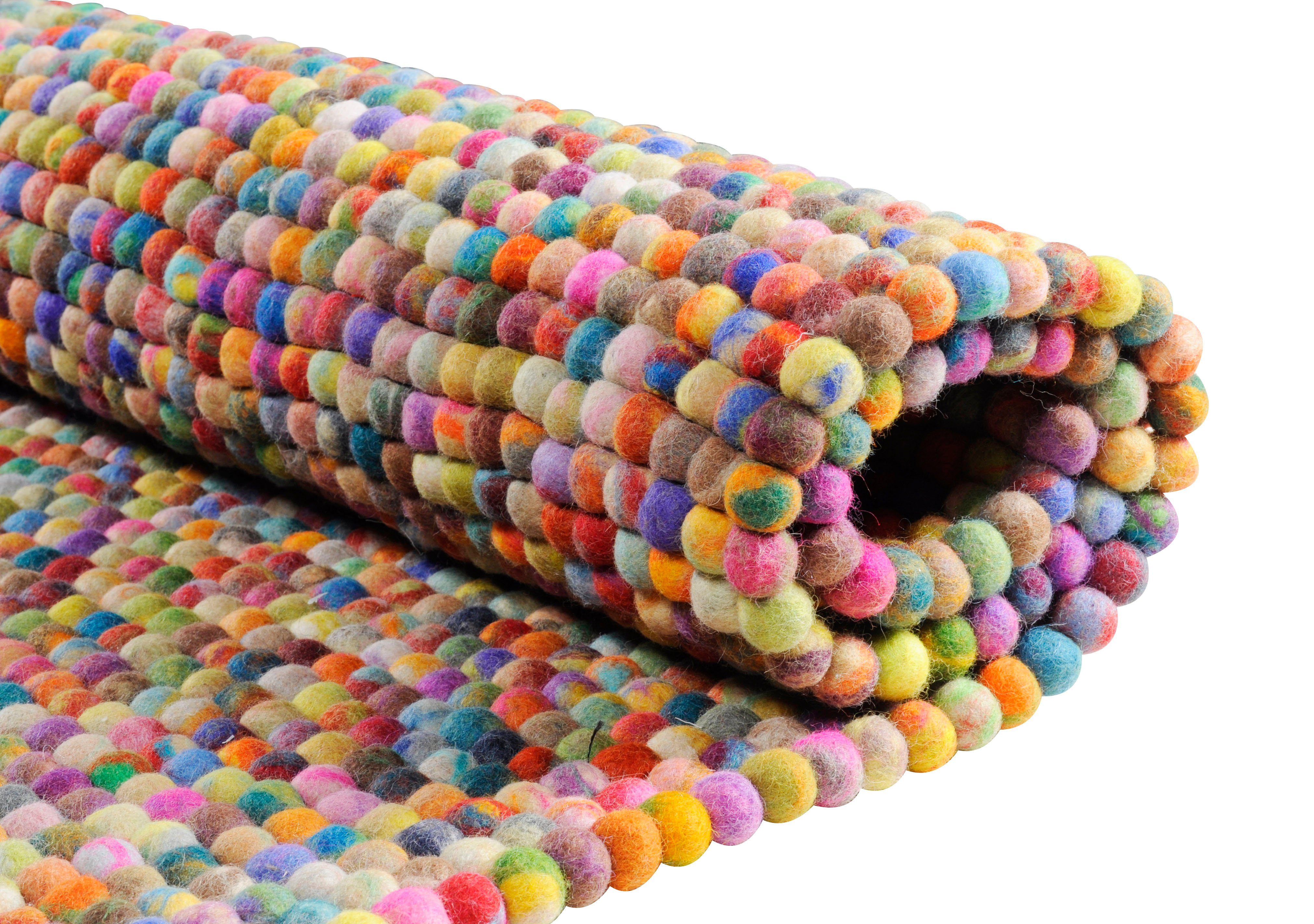 THEKO Wollen kleed Felty 2.2 Viltbolletjes-vloerkleed, zuivere wol, met de hand gemaakt