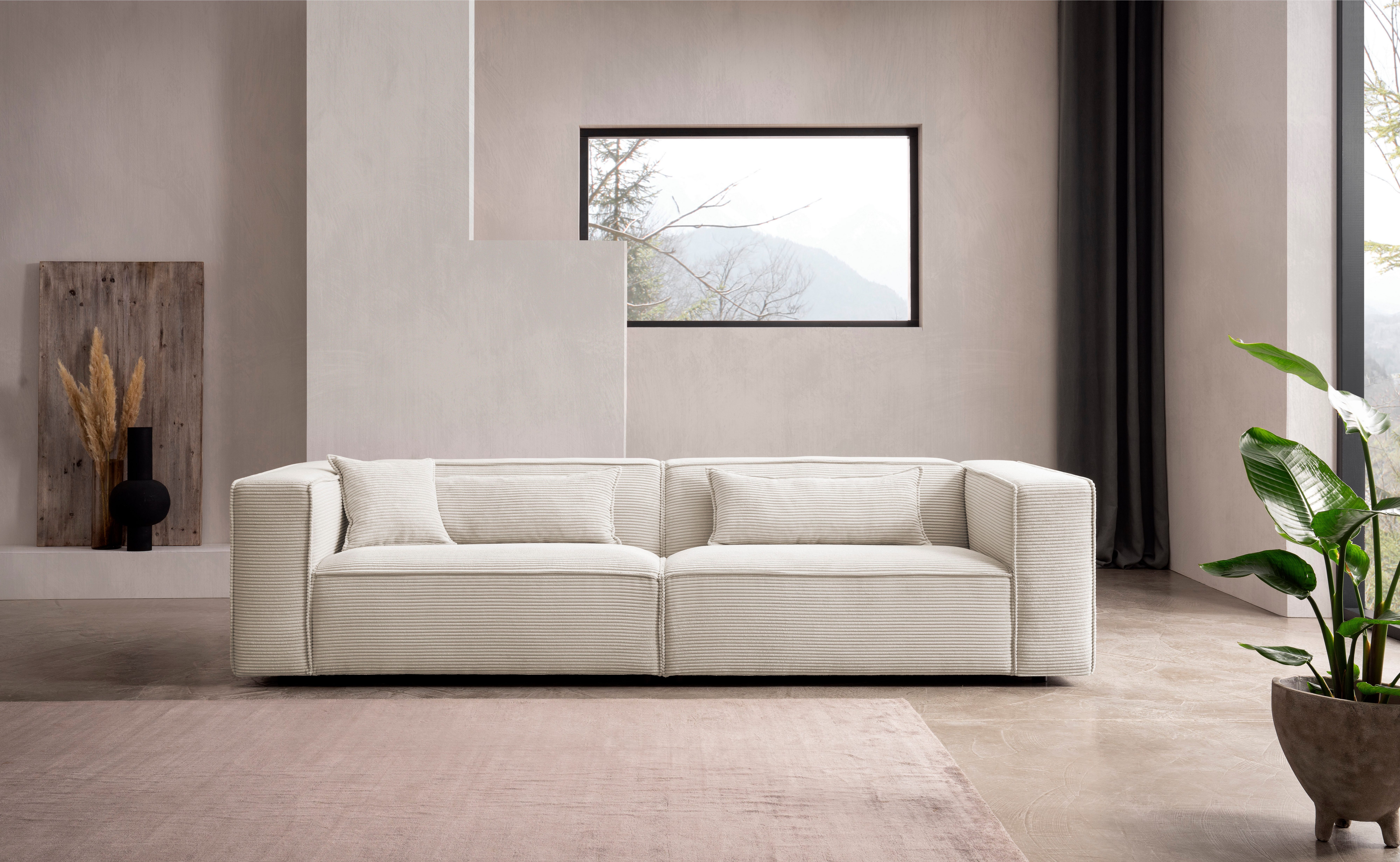 LeGer Home by Lena Gercke 3-zitsbank PIARA, bank met biesnaad, sofa in cord of linnenlook