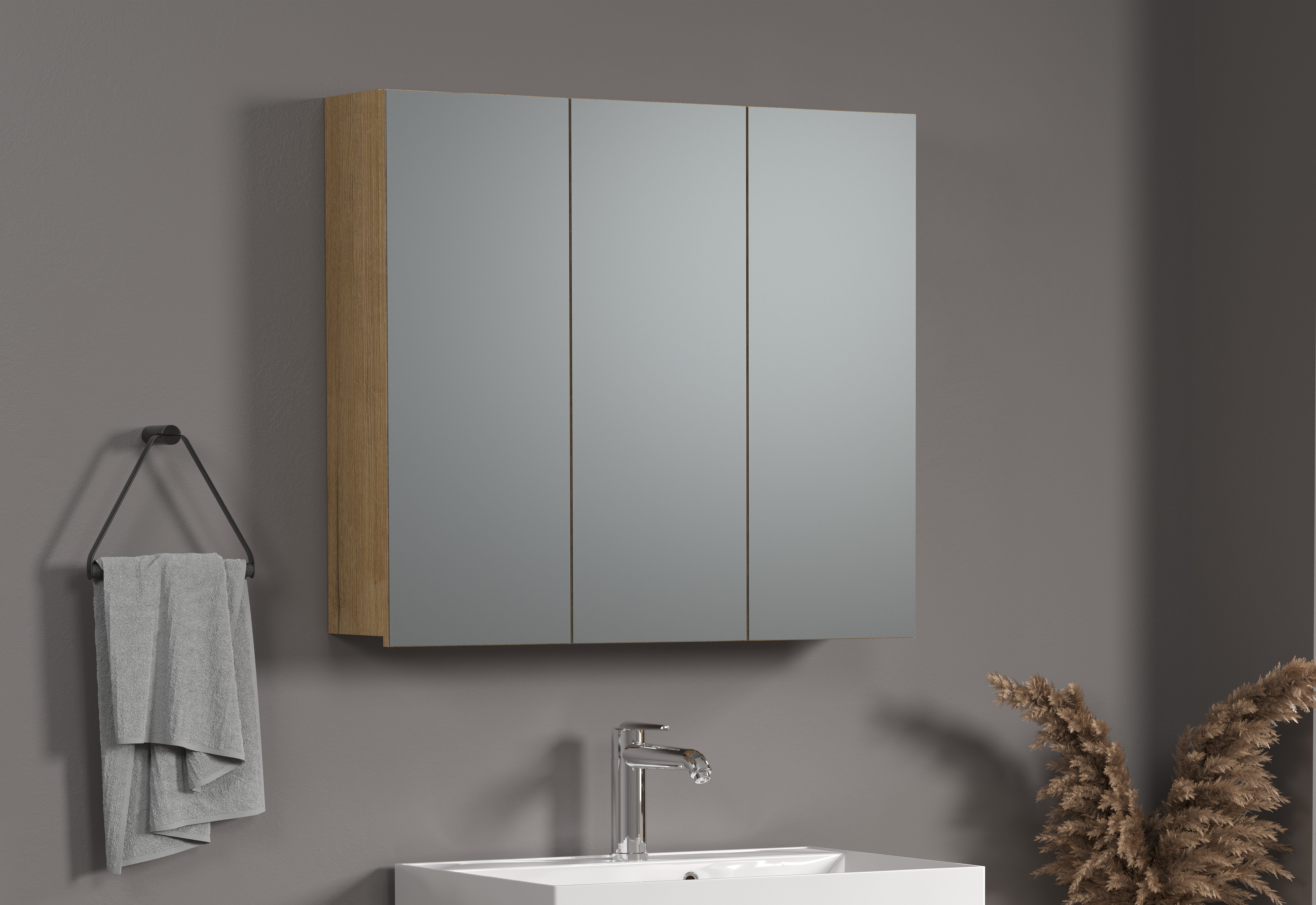 welltime Spiegelkast Amrum 3-deurs badkamer spiegel met opbergruimte - afmetingen (b/d/h) 90/20/80 cm (1 stuk)