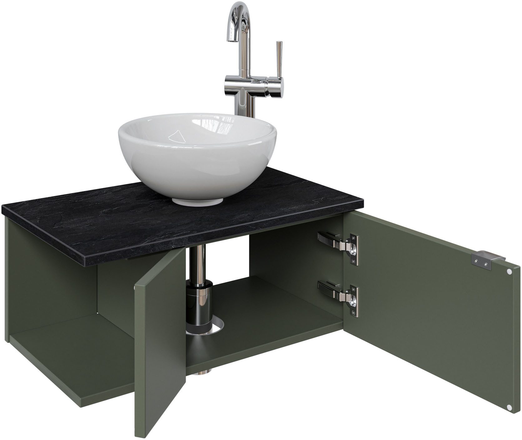Saphir Wastafelonderkast Serie 6915 wastafel met onderkast voor gastenbadkamer, tweede toilet (3-delig)