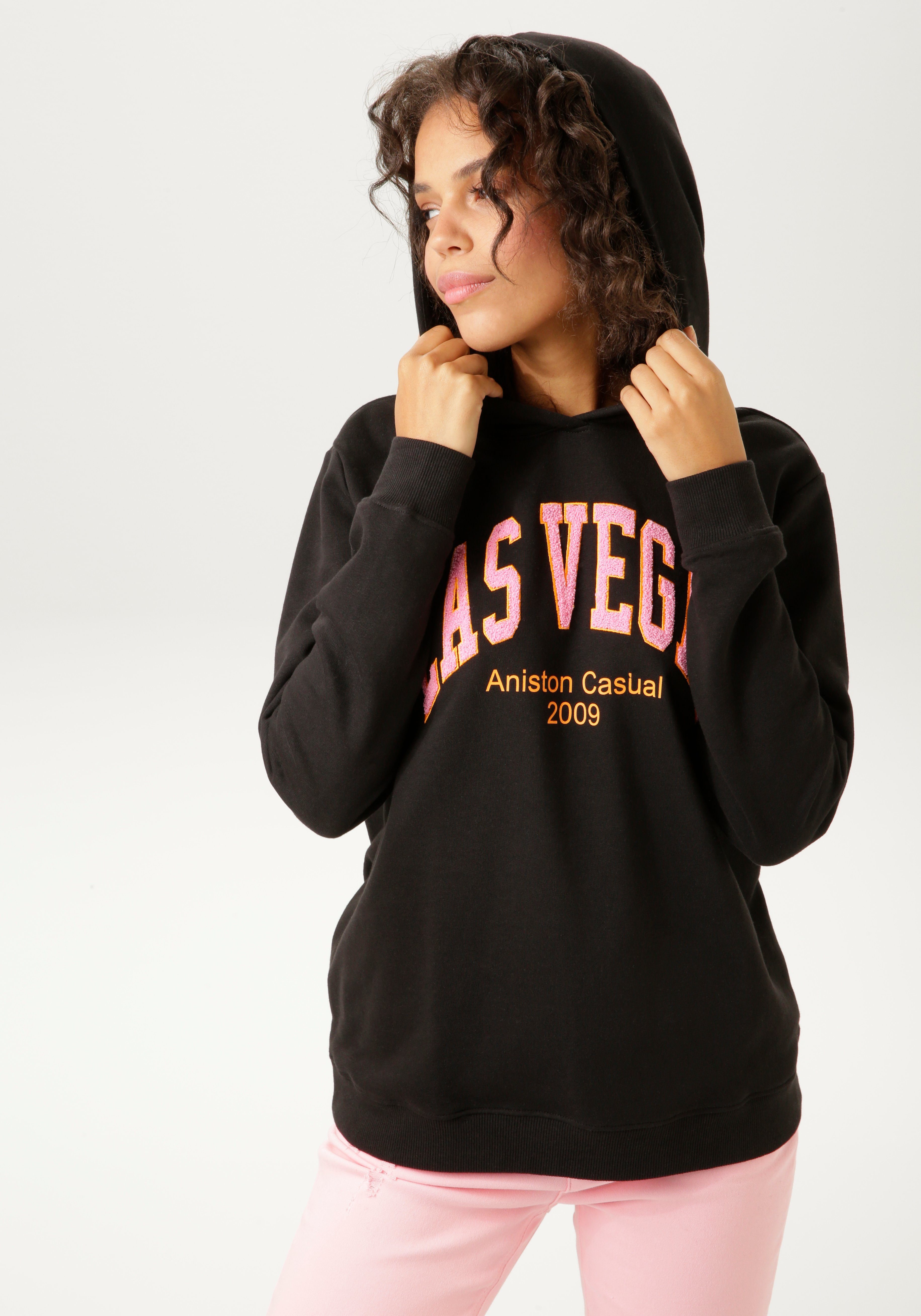 Aniston CASUAL Sweatshirt met geborduurd "las vegas" detail nieuwe collectie