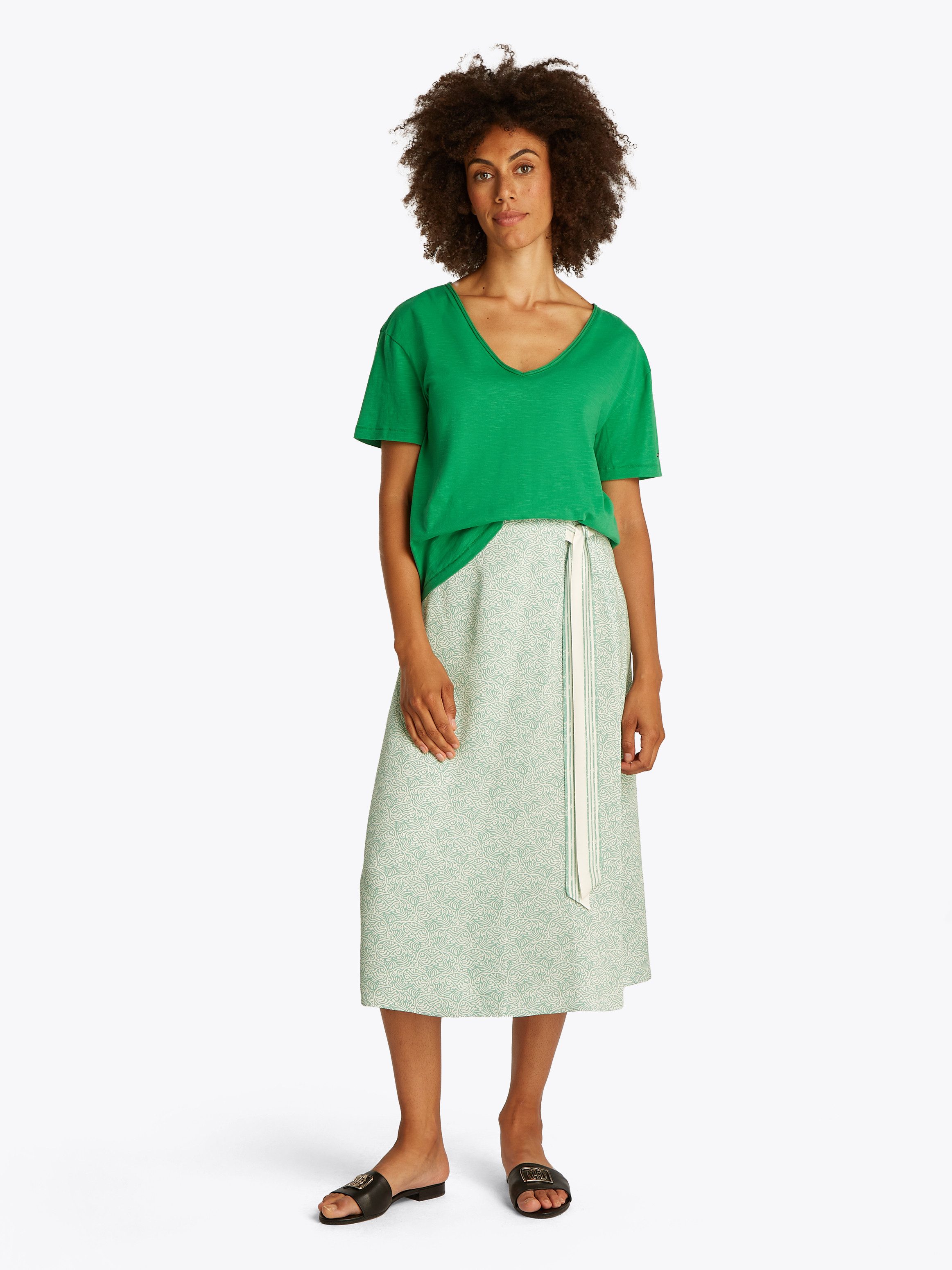 Tommy Hilfiger T-shirt SLUB CROP V-NK SS