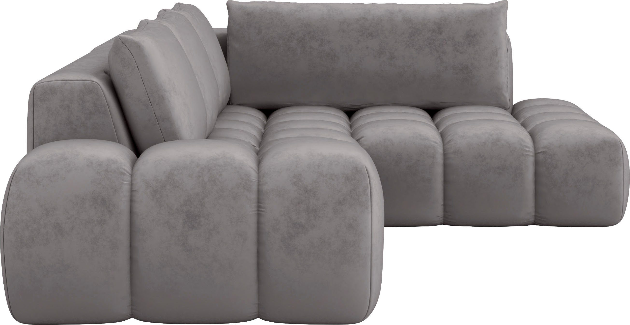 INOSIGN Hoekbank AZITA designsofa, elegant en comfortabel L-vorm, bubbel-look