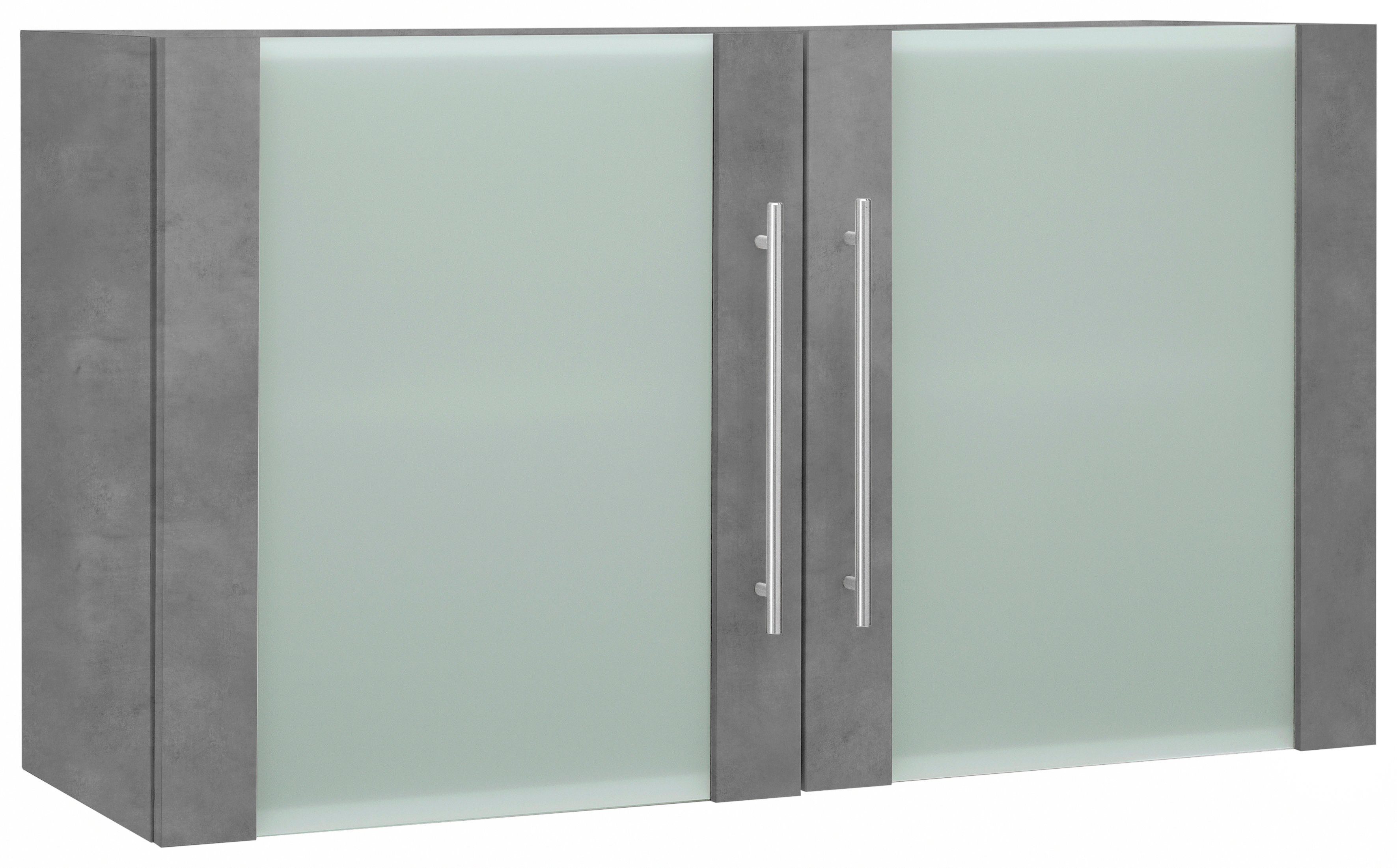 wiho Küchen Hangend kastje met glasdeur Flexi2 Breedte 100 cm hangkasten grijs