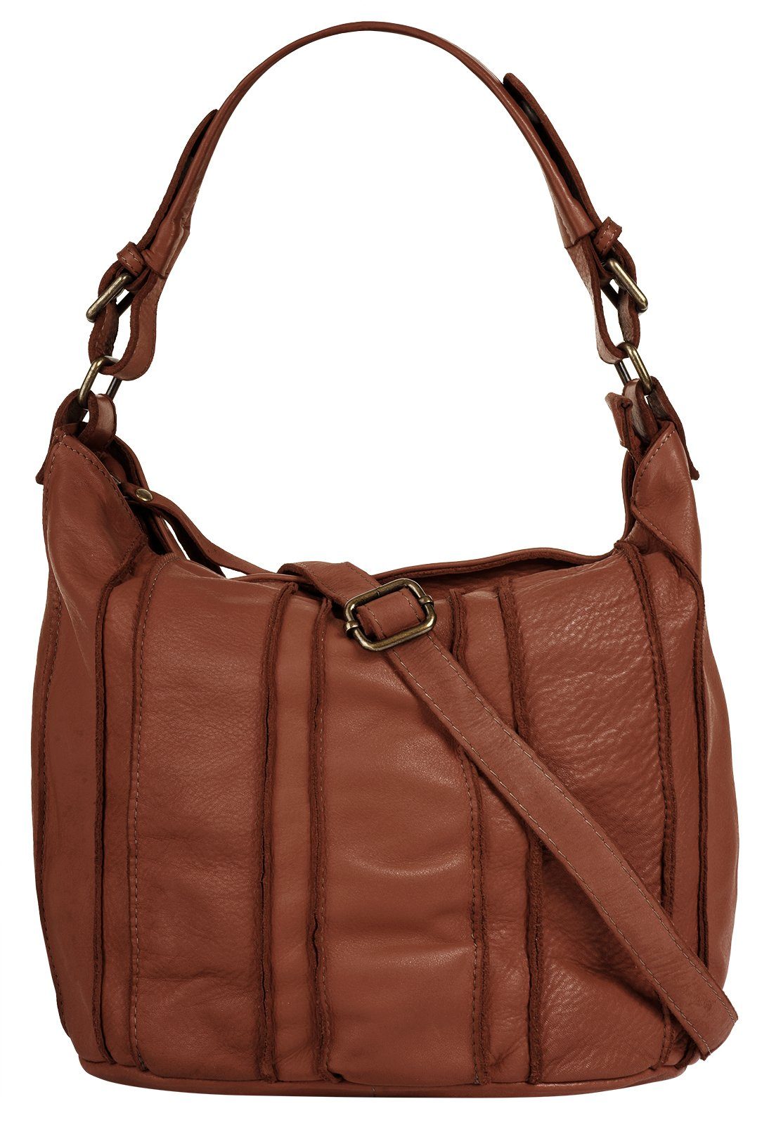 Samantha Look Shopper echt leer, made in italy dames shoppers maat Onesize bruin