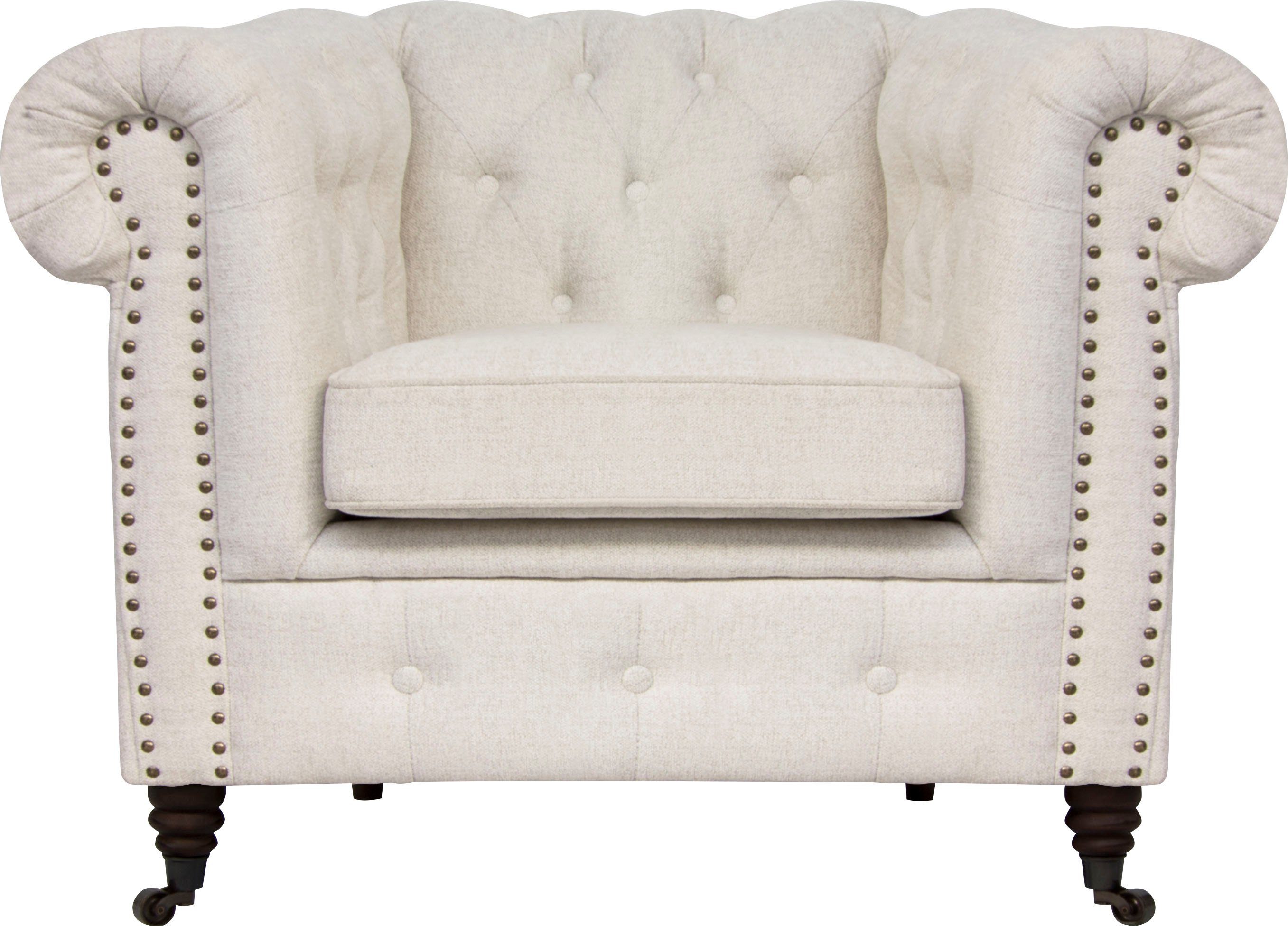 Home affaire Chesterfield-fauteuil Aarburg fauteuil luxueuze capitonnage en siernagels in chesterfield-design