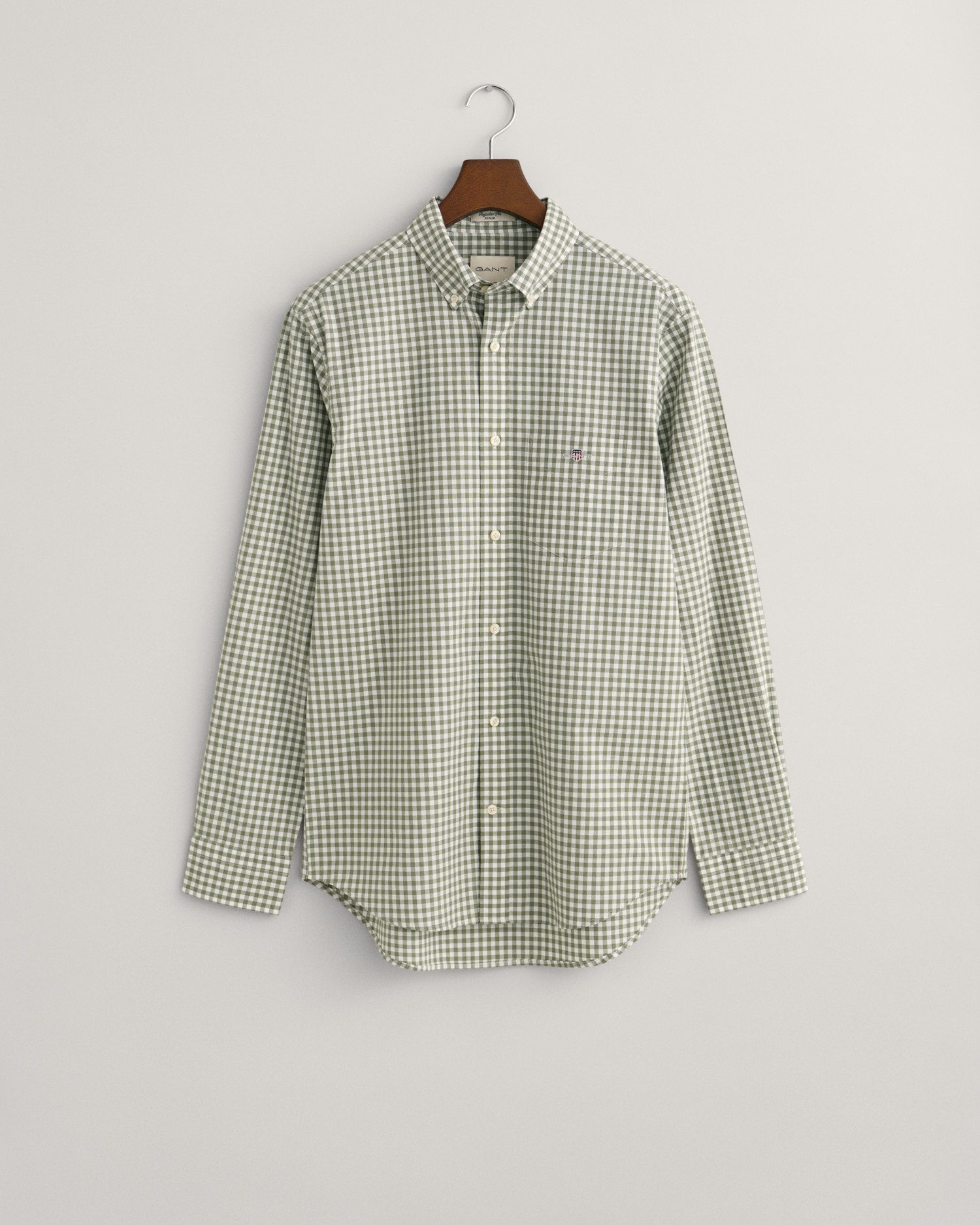 Gant Overhemd met lange mouwen REG POPLIN GINGHAM SHIRT met logoborduursel op borsthoogte