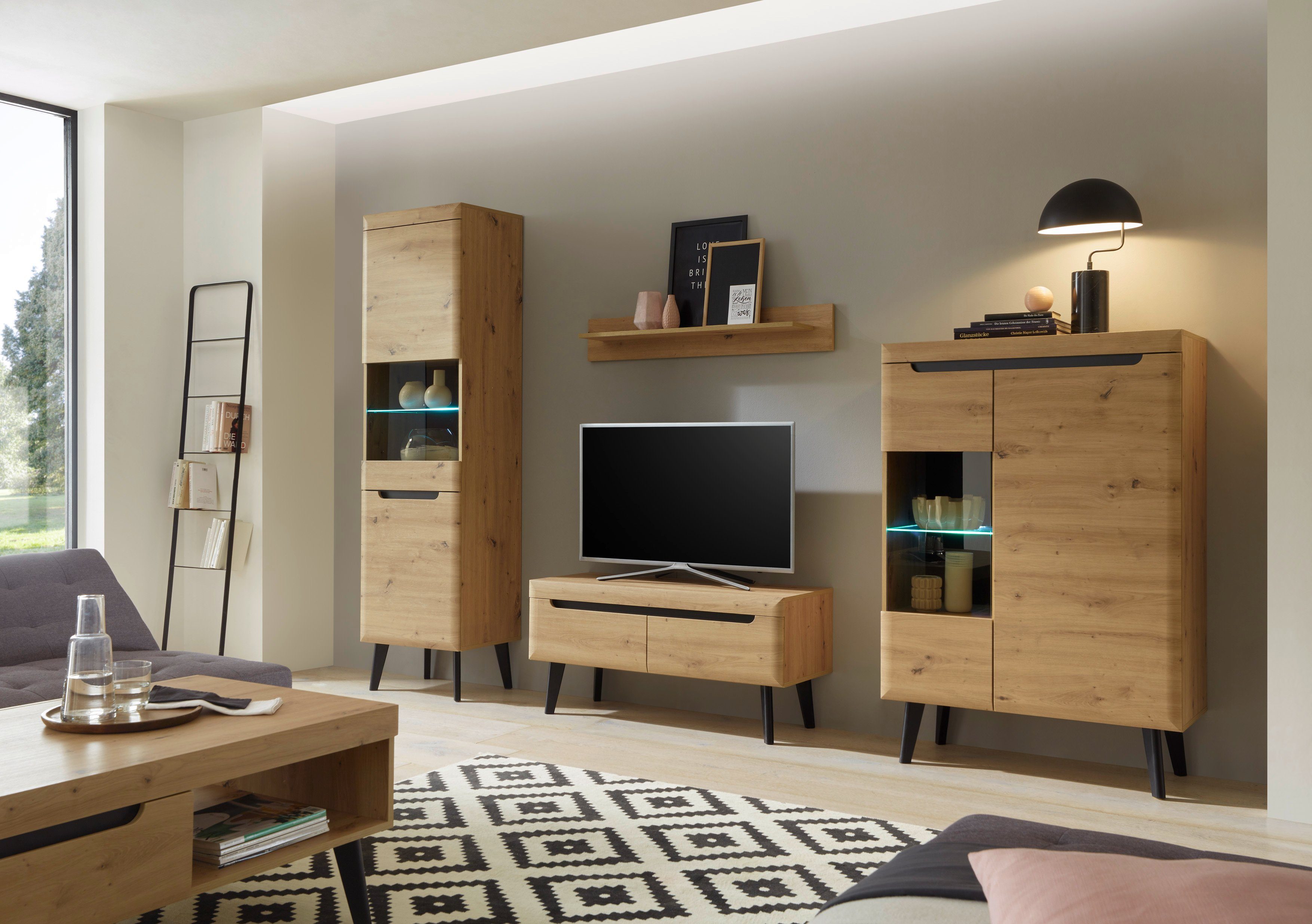 INOSIGN Vitrinekast Torge, hoge kast, glazen vitrine, staande vitrine, vitrinekast in drie verschillende kleuren beschikbaar, glazen deur & -bodem, 53 cm breed (1 stuk)
