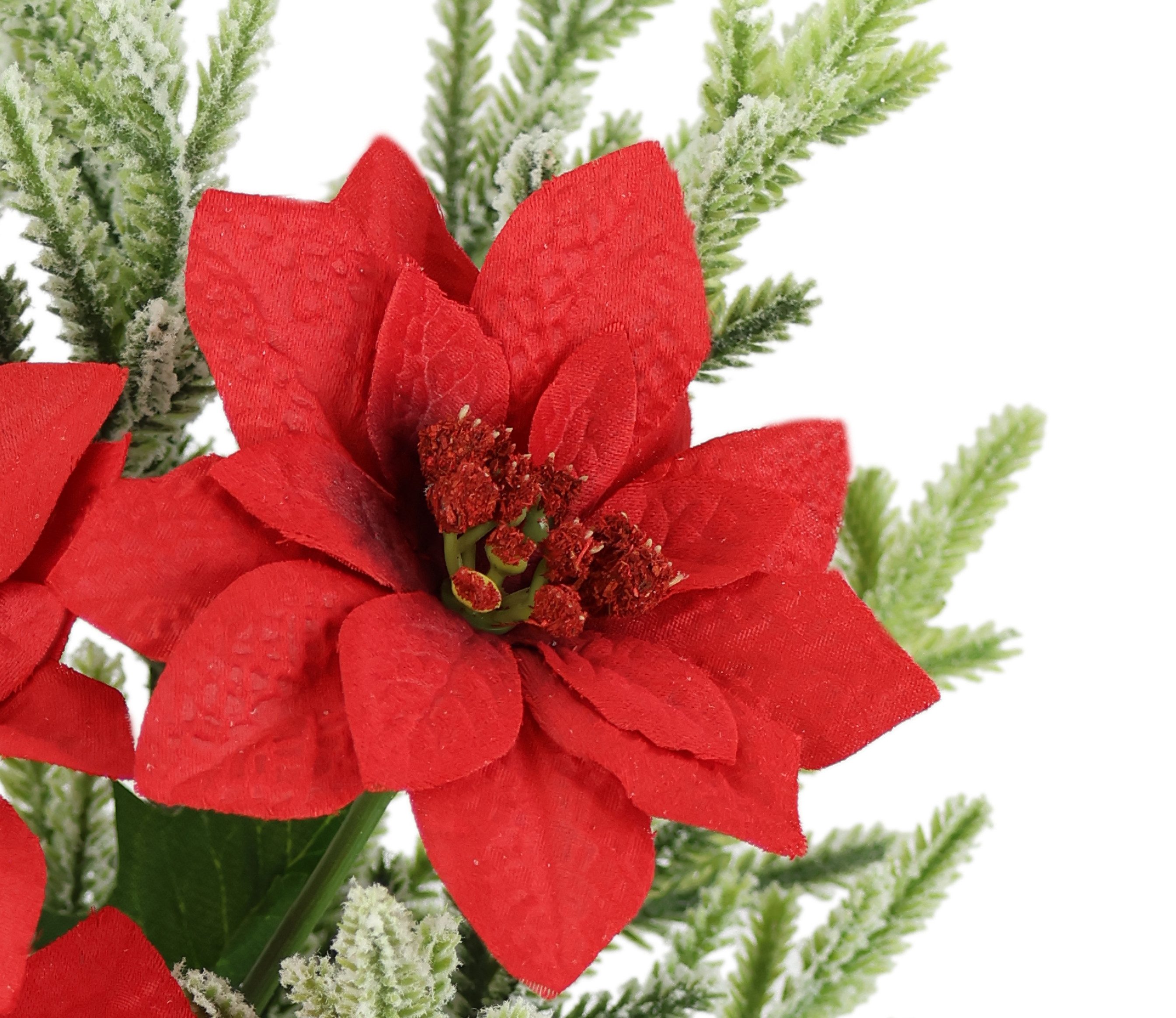 I.GE.A. Boeket kunstbloemen Boeket poinsettia/dennentakken set van 2 kerstdecoratie kerstbloem boeketten decoratieve bloemen kerstster (2 stuks)