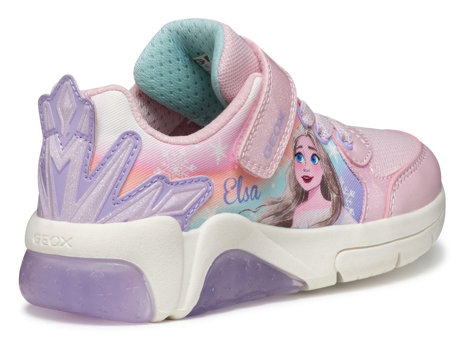 Geox Sneakers J FADINLIGHT GIRL knipper schoen , disney schoen, klittenbandschoen, frozen sneaker met knipperfunctie