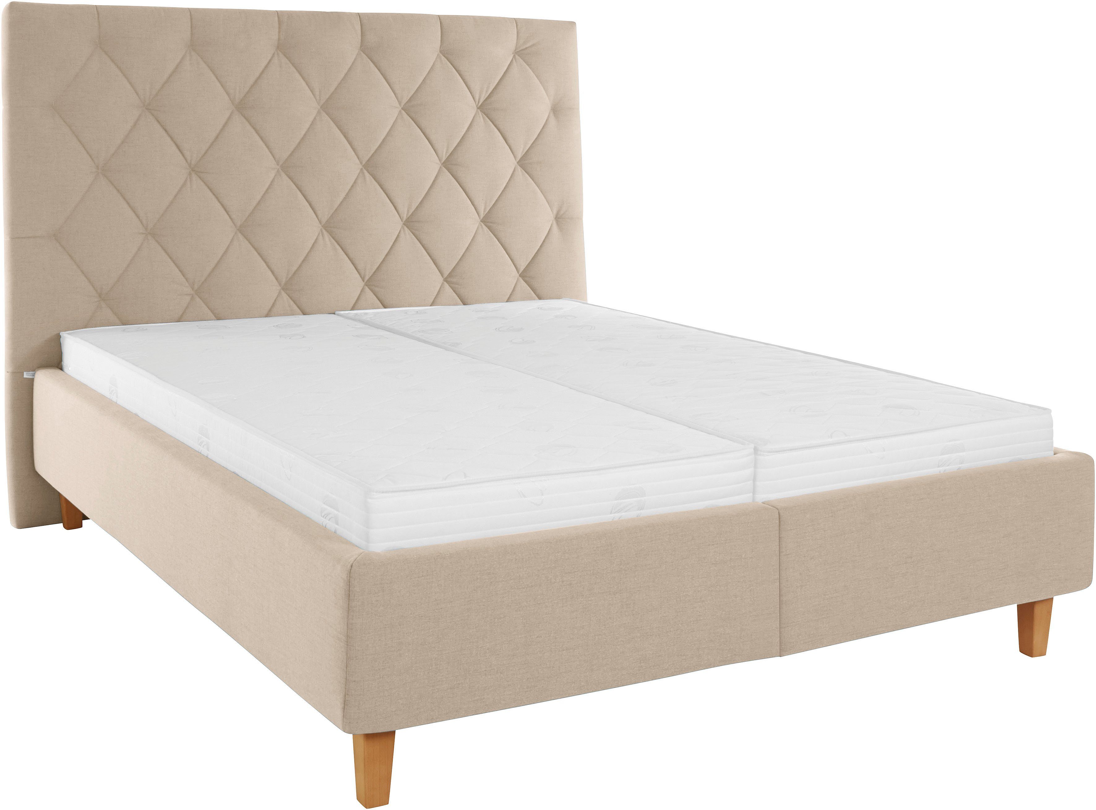 Guido Maria Kretschmer Home&Living Gestoffeerd bed Sunley 140 Kruisstiksel, hoofdbordhoogte 142 cm, zonder of met matras/lattenbodem