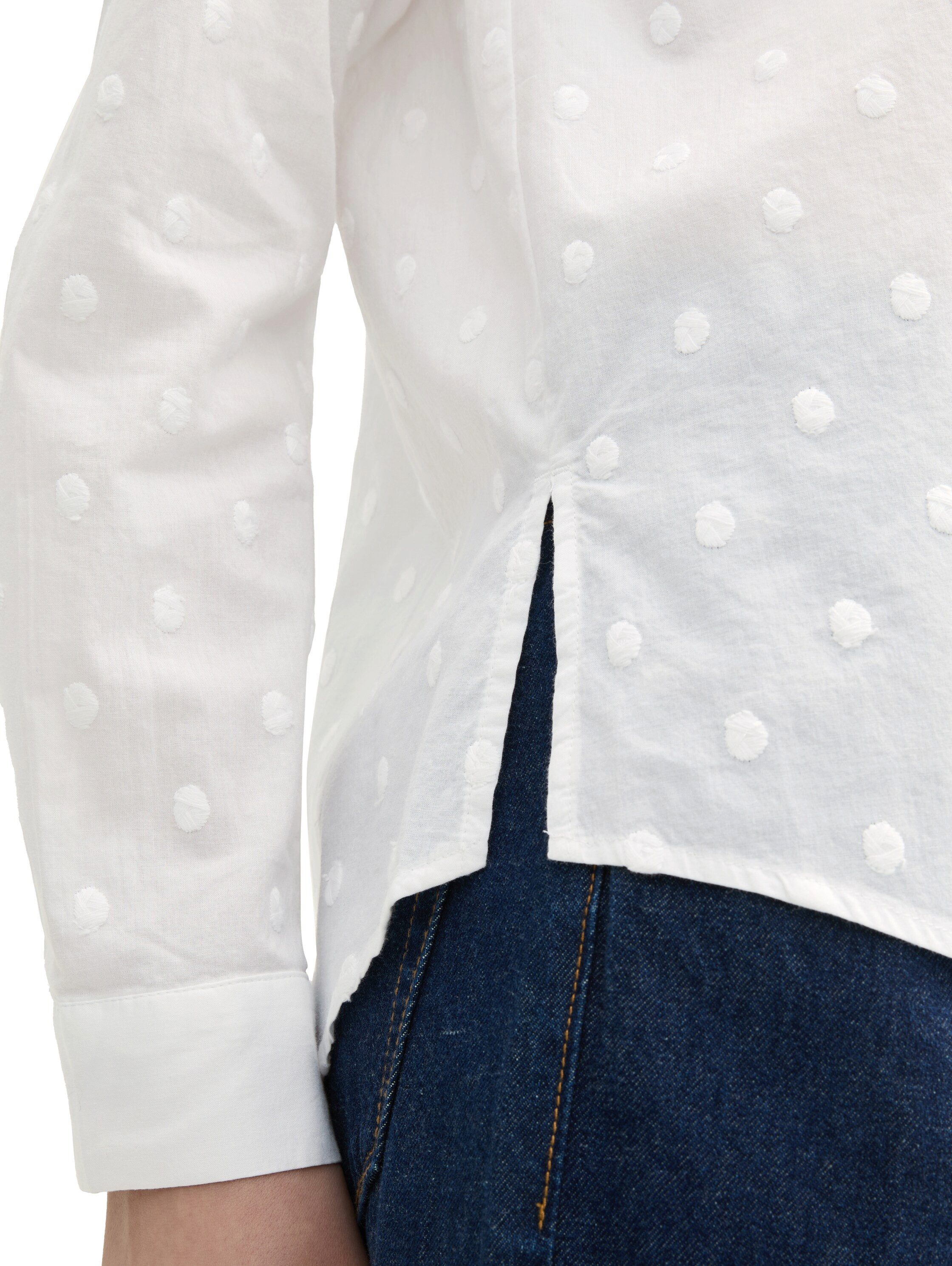 Tom Tailor Denim Blouse met lange mouwen met stippenborduurwerk
