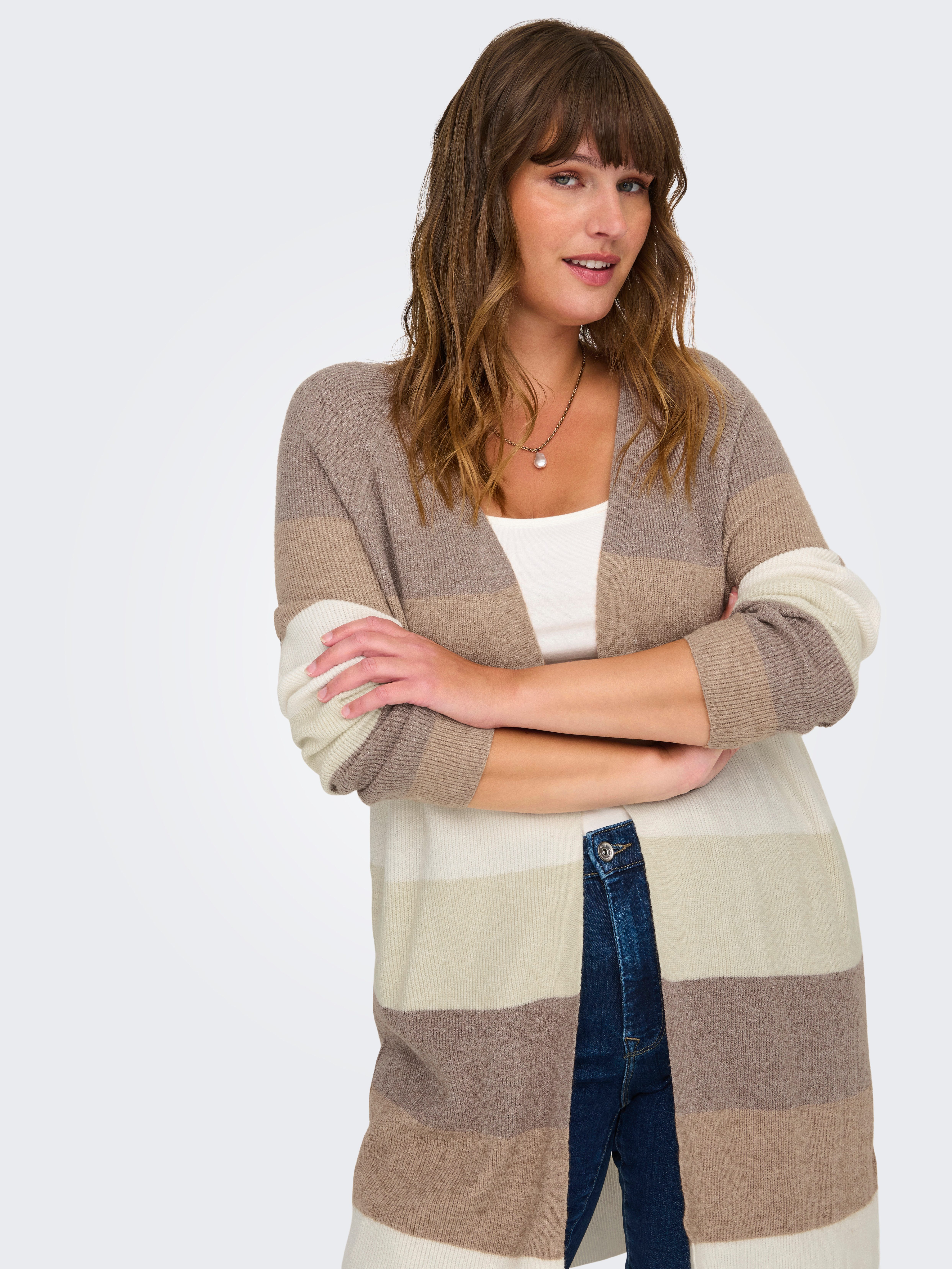 ONLY CARMAKOMA Vest CARATIJA L S STRIPE CARDIGAN KNT