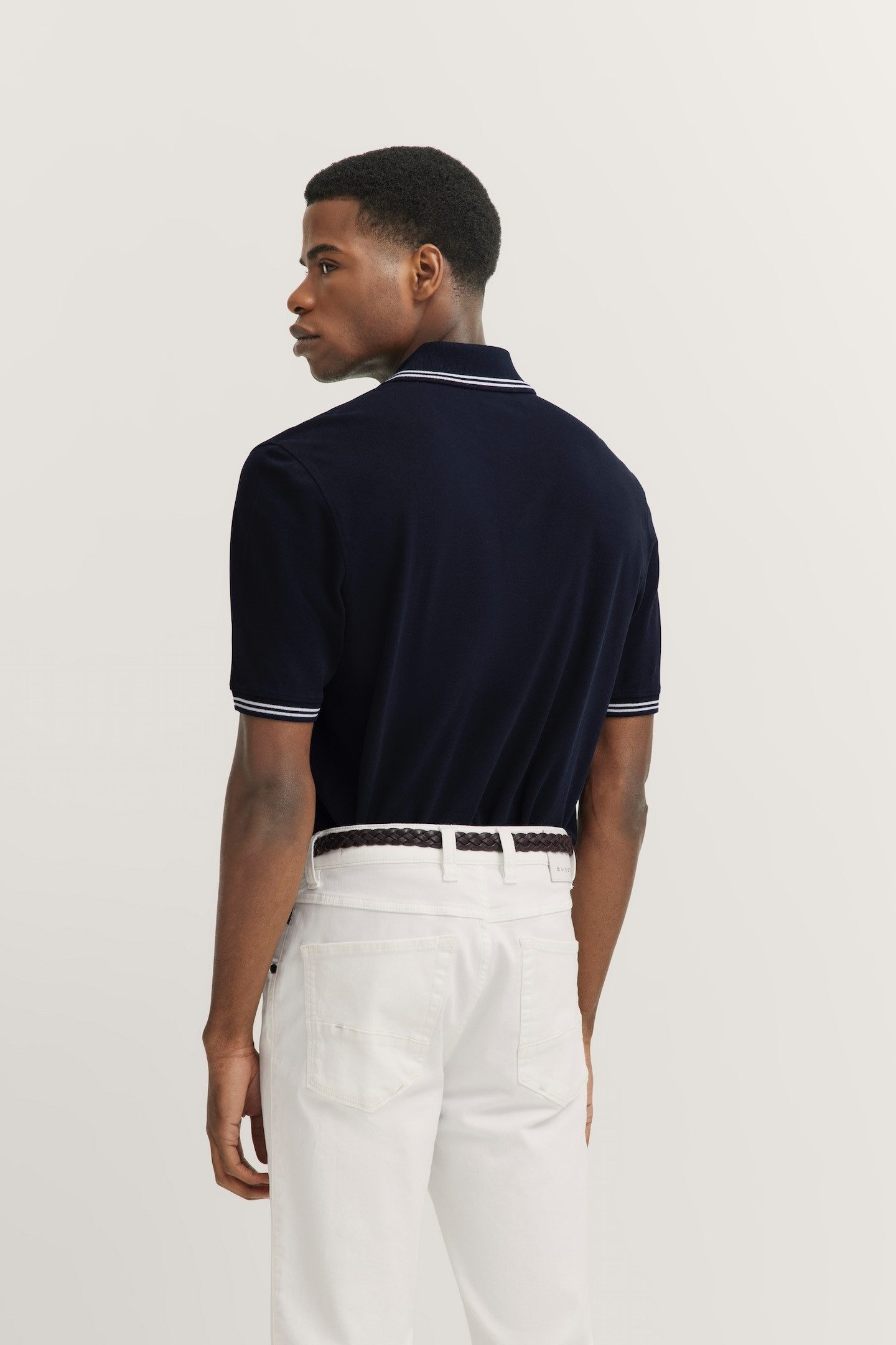 Bugatti Poloshirt met contraststrepen en borstborduursel