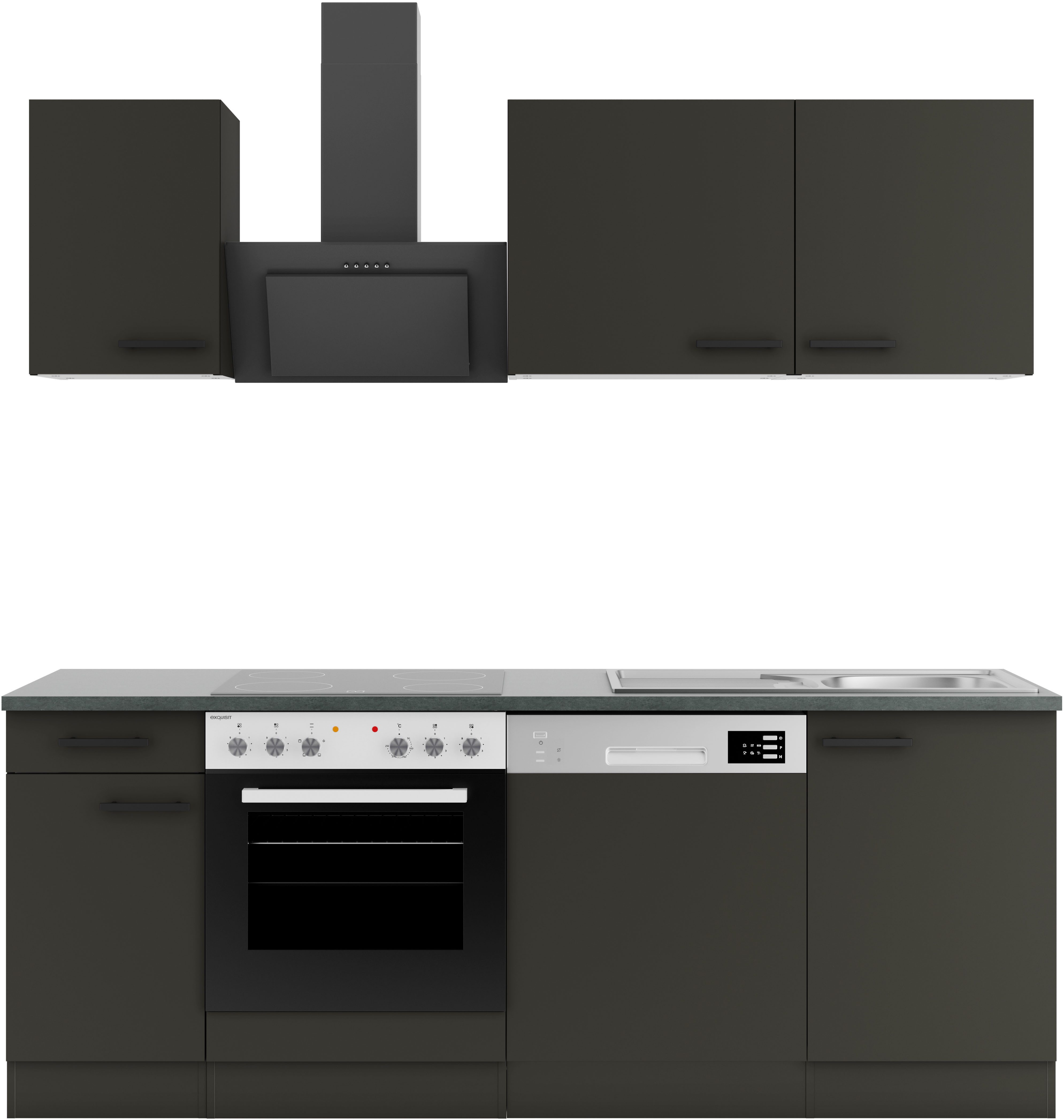 OPTIFIT Keukenblok Palma Breedte 210 cm, optioneel met elektrische apparaten, spiegelbeeld op te stellen