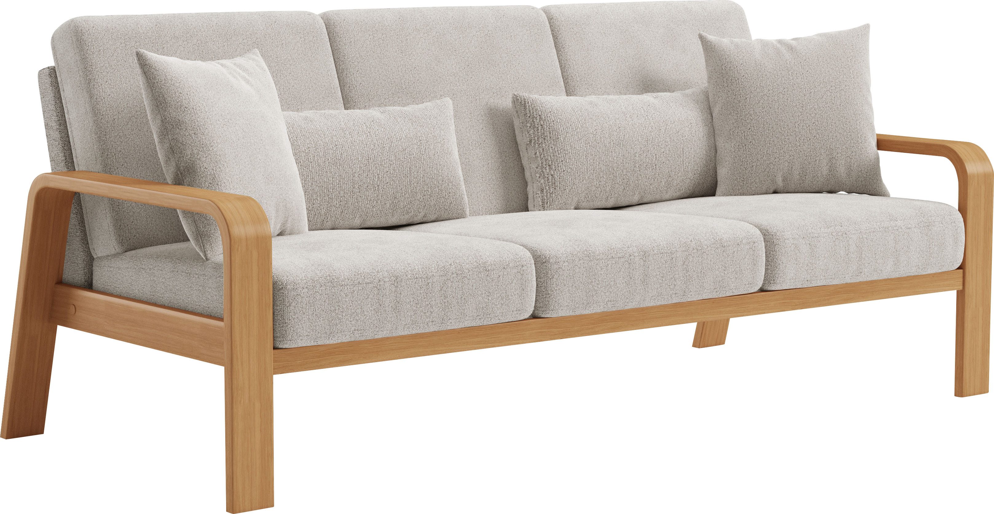 sit&more 3-zitsbank Kolding Armleuningen van eikenkleurig beukenhout, verschillende bekledingen en kleuren