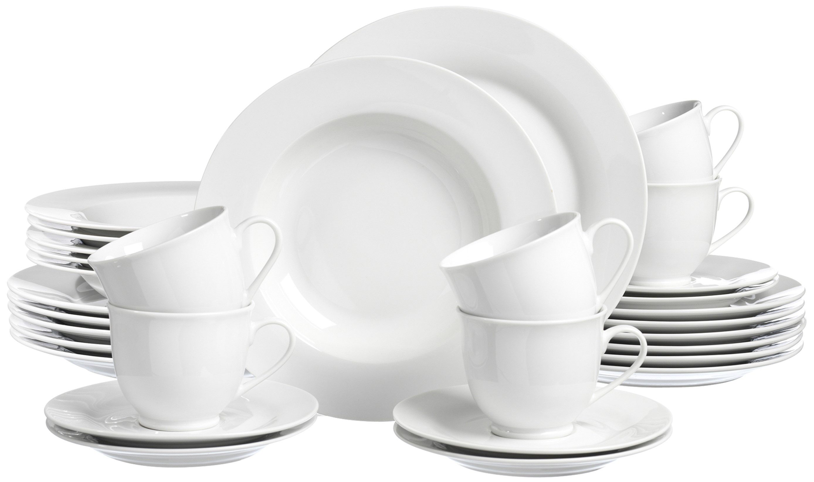 Ritzenhoff & Breker Combi-servies Bianco klassiek en eenvoudig, effen (set, 30-delig) serviezen wit