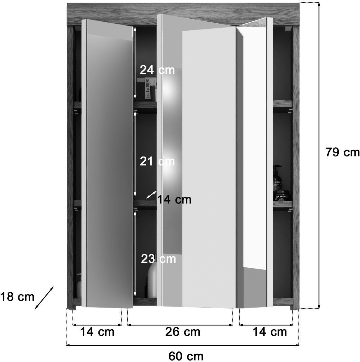 INOSIGN Badkamerserie Siena, 4-delig, bestaande uit: Hoge kast, WBU, spiegelkast, wasmachine ombouwkast (set, 4-delig)