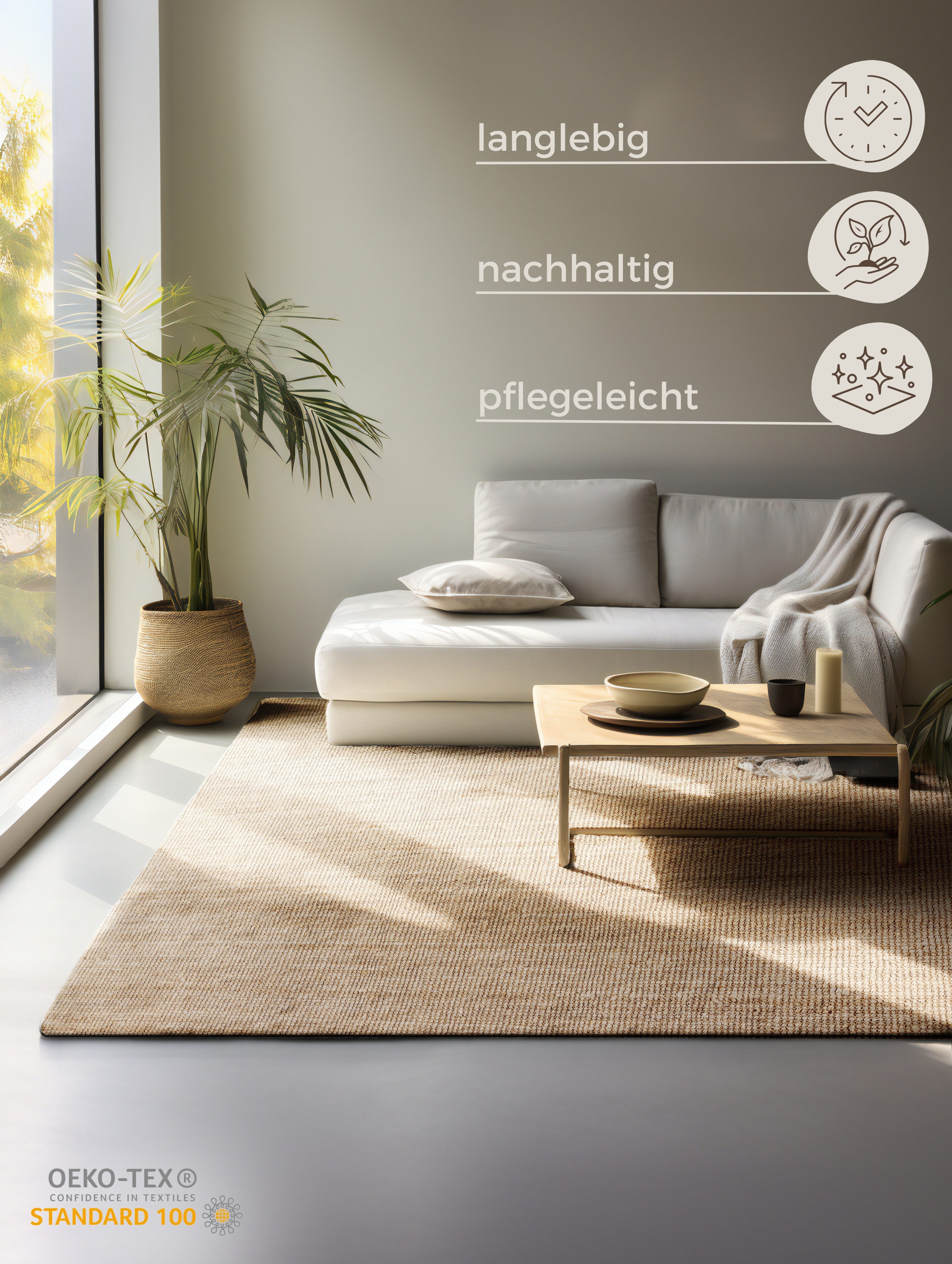 HANSE Home Vloerkleed Jaipur jute tapijt, als loper en rond 100% natuurlijke vezel, duurzaam, woonkamer, eetkamer, slaapkamer, grs