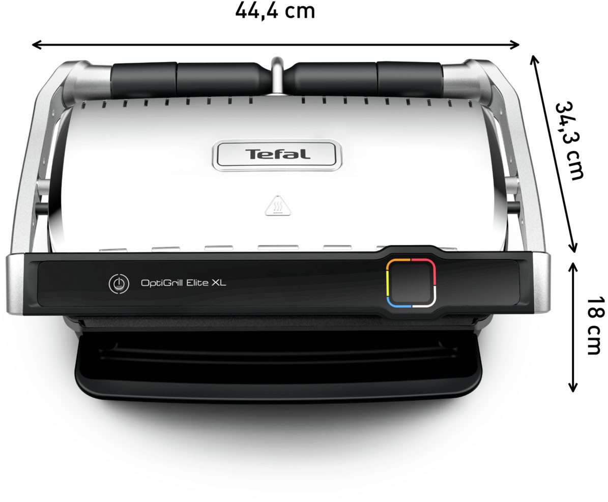 Tefal Contactgrill OptiGrill Elite XL, spülmaschinengeeignete Platten Countdown tot perfect resultaat, extra Grillboost voor grill-strepen