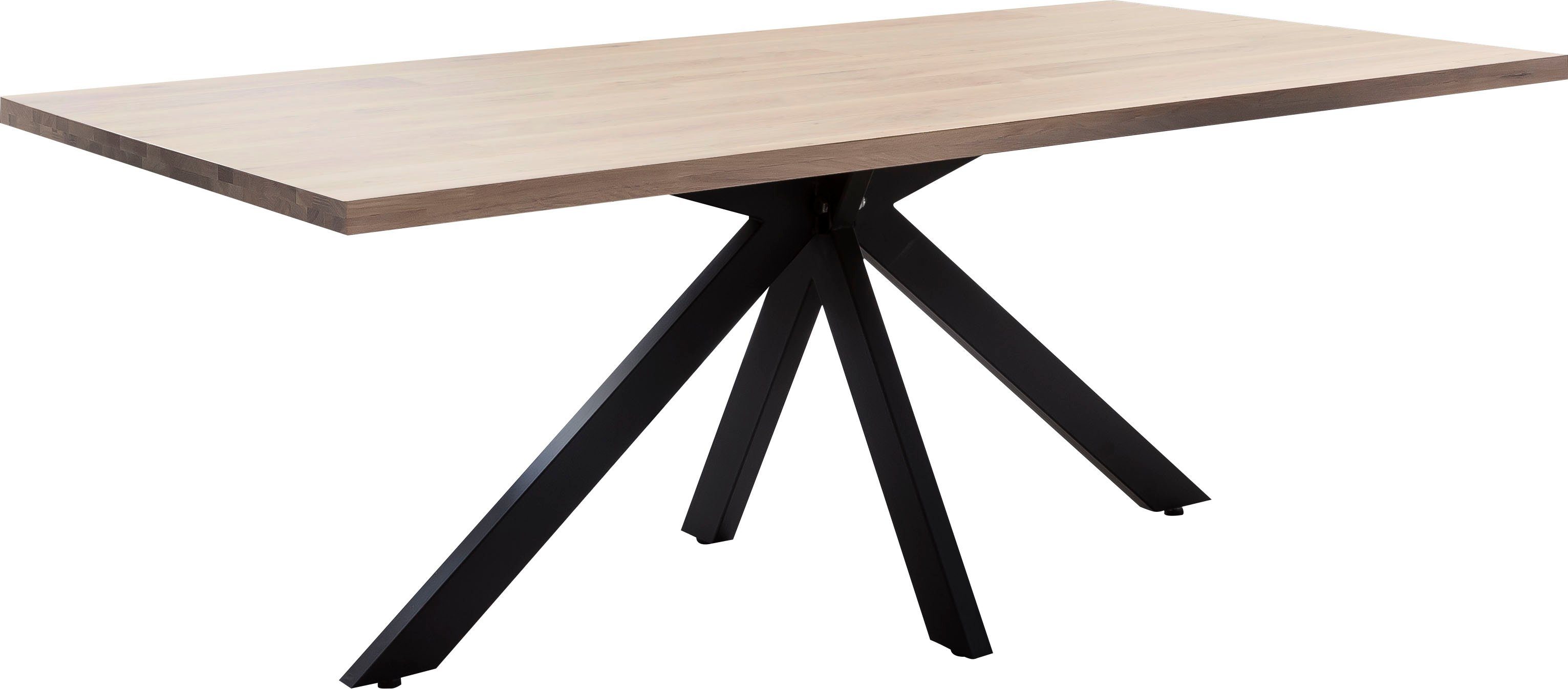 Home affaire Eettafel Miami Beach van massief eikenhout, met zwart spider frame