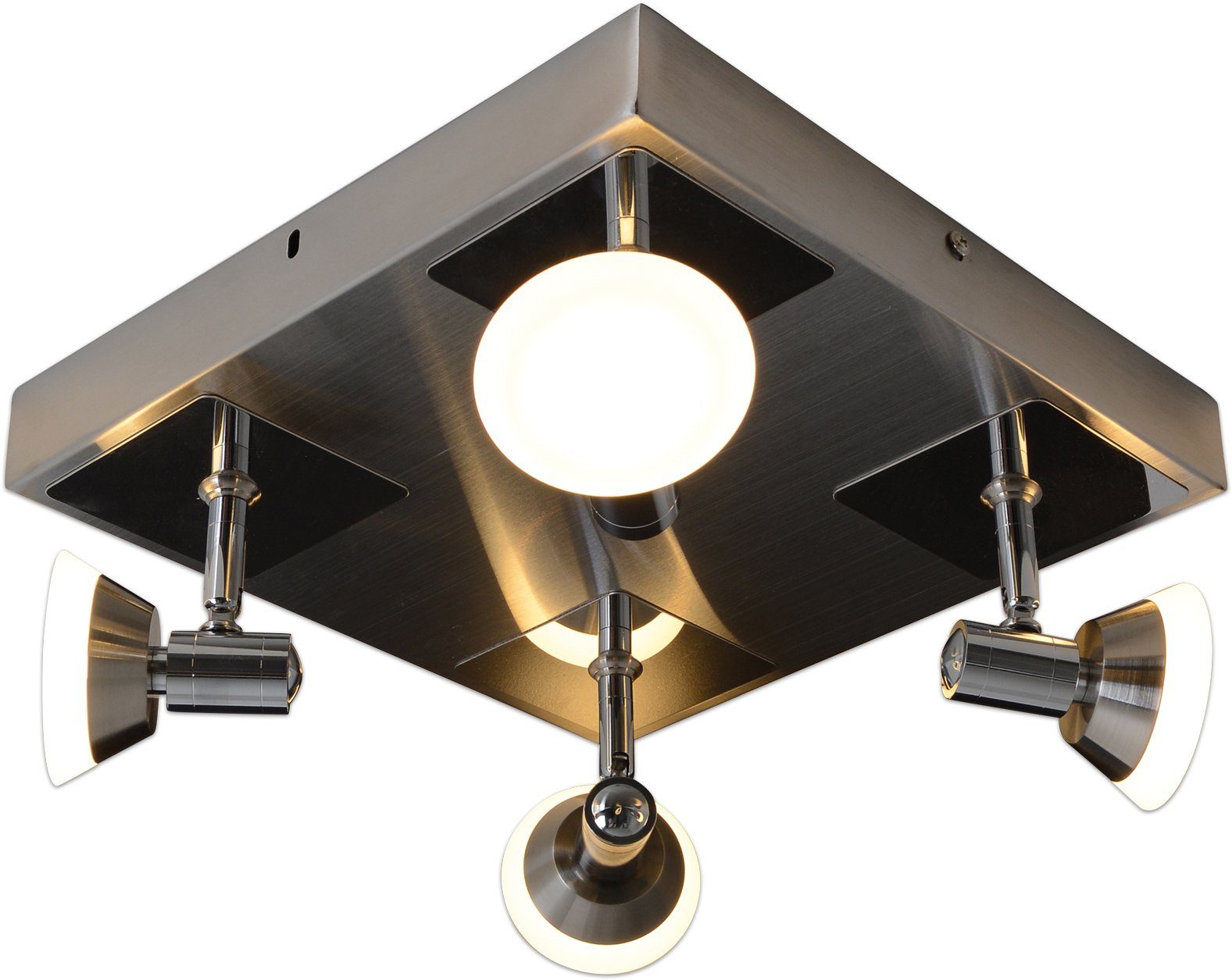 näve Led-plafondlamp Jericho incl. lampen 4x led 20 w, metaal/glas, chroom (1 stuk)