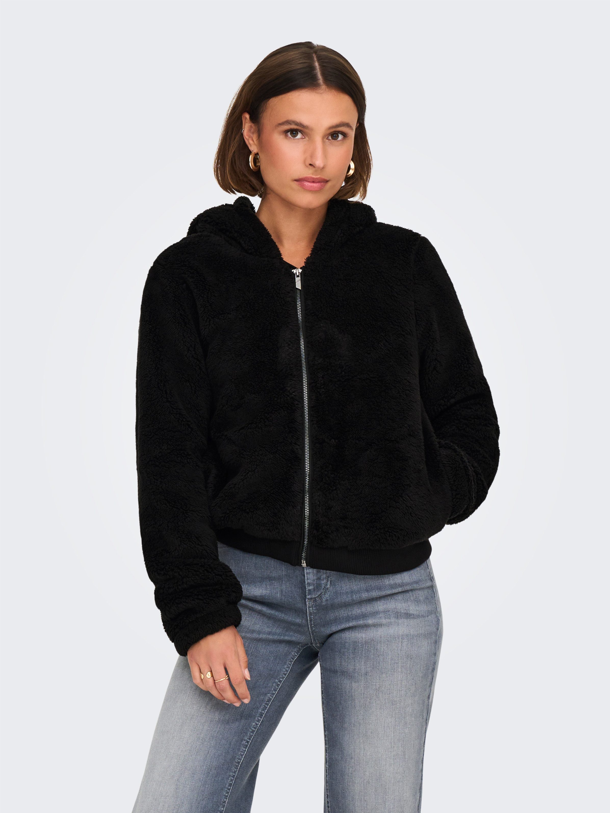 Only Pluche jas met capuchon ONLNEWANNA CONTACT SHERPA JKT OTW NOOS