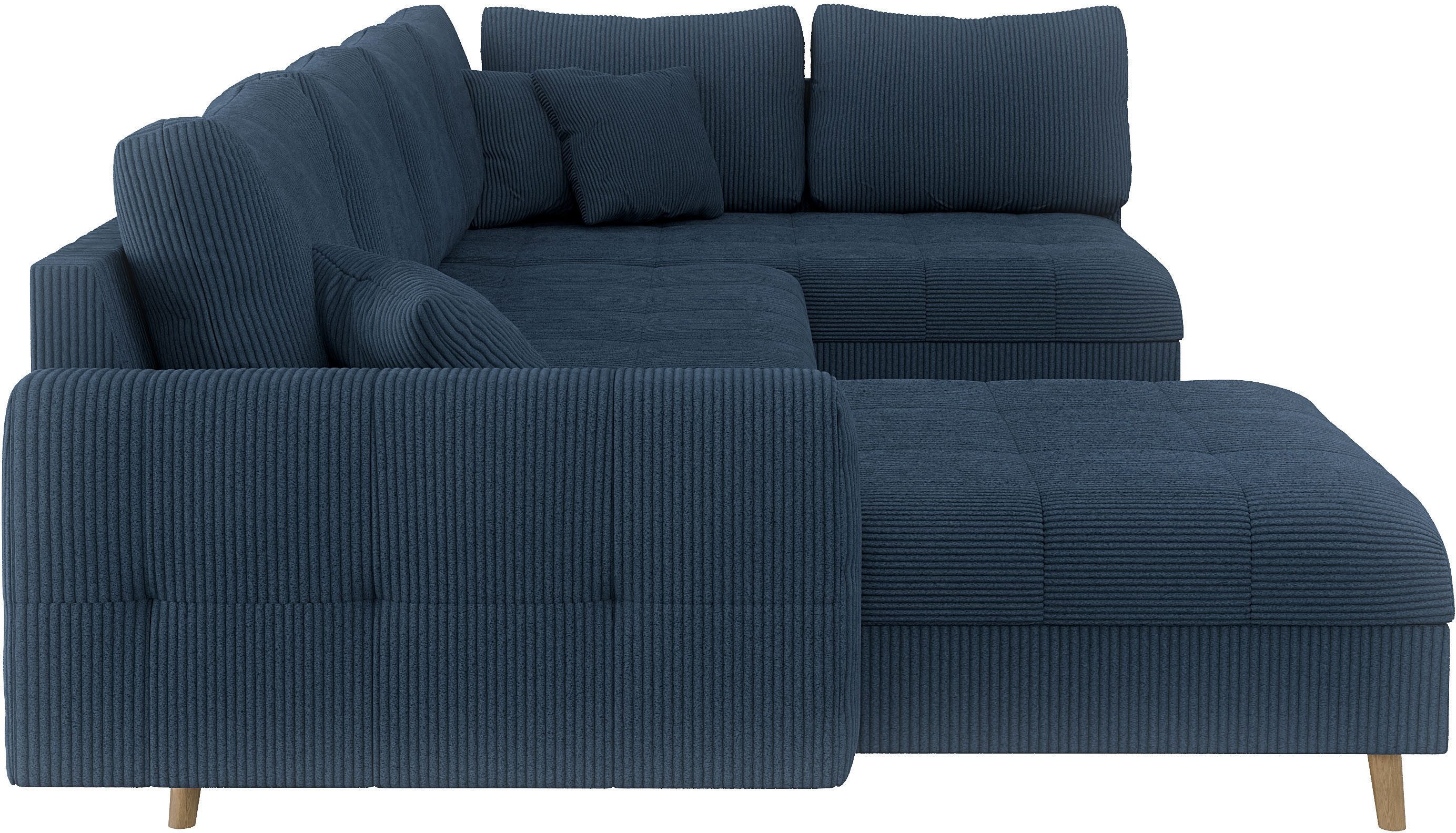 Home affaire Zithoek CHARRE U-vorm met ottomane, afmetingen B/D/H: 310/161/81 cm fijne stiksels, losse rug- en sierkussens, ook in cord en bouclé