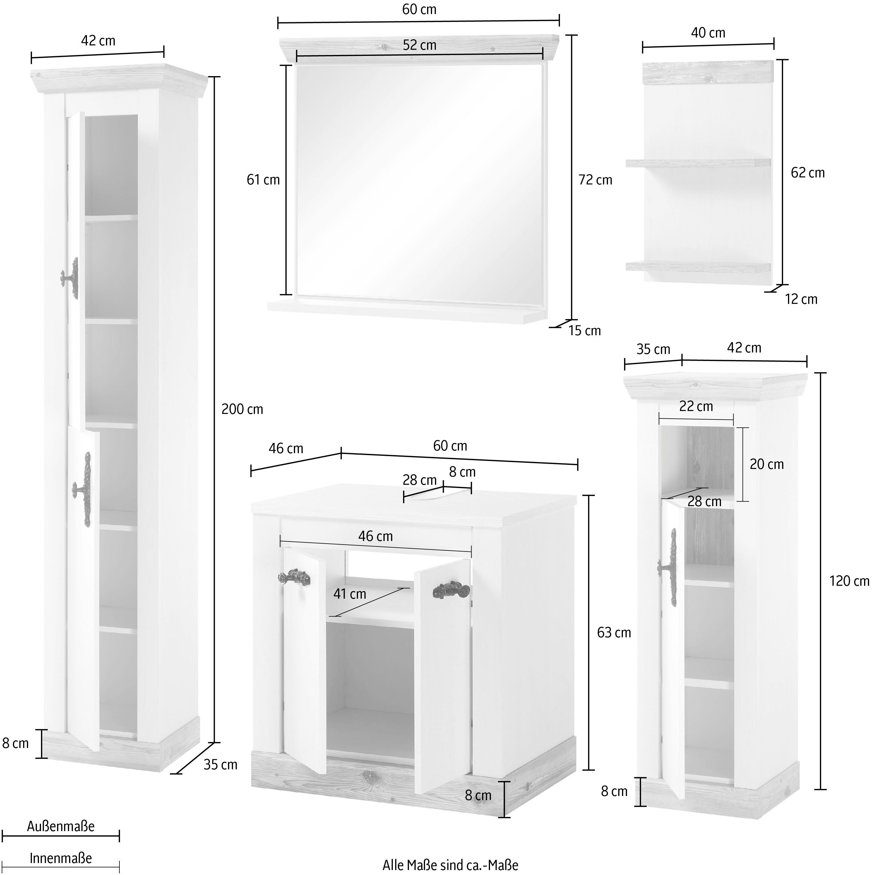 Home affaire Badkamerserie Florenz, Bad im Landhausstil, 5-teiliges Badezimmer (5-delig)