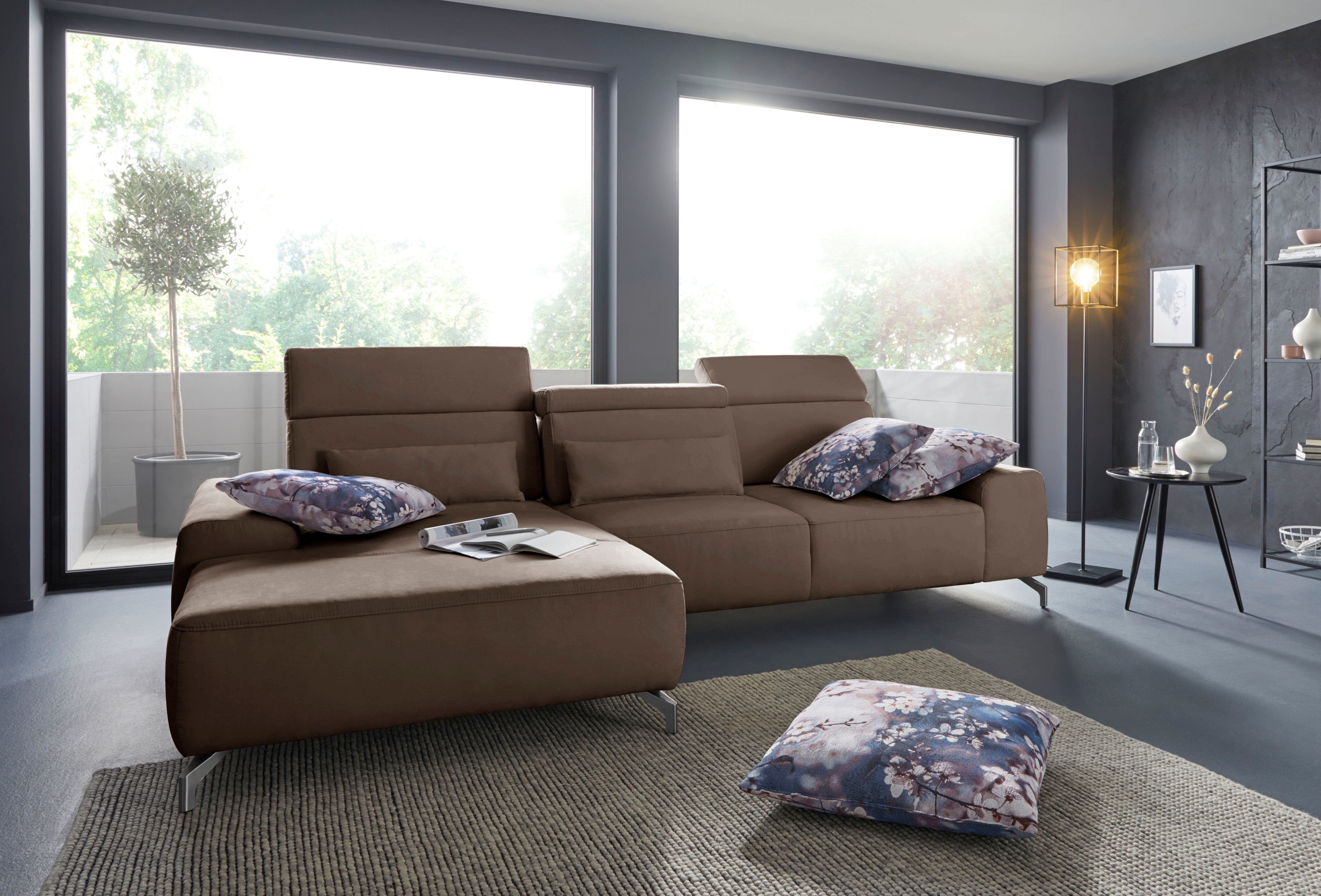 sit&more Hoekbank Gizeh L-vorm Poothoogte 12 cm, inclusief zitdiepteverstelling en verstelbare hoofdsteun