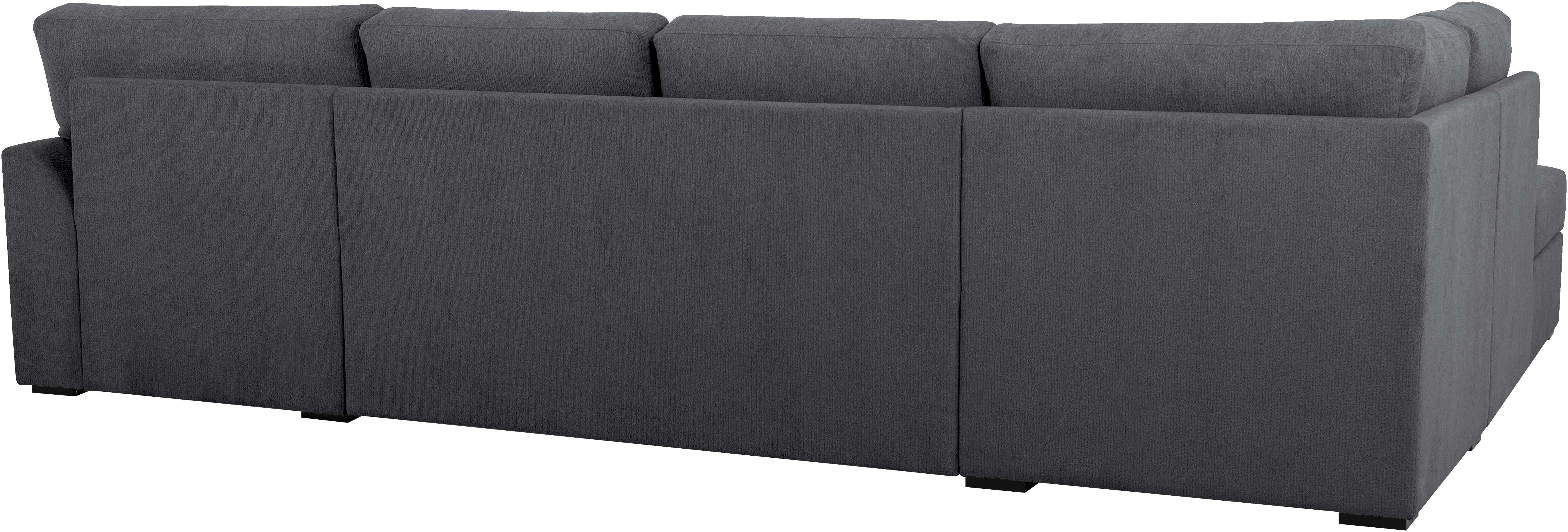 Home affaire Zithoek Citry Breedte 309 cm, chenille, bedfunctie, bedlade, U-vorm