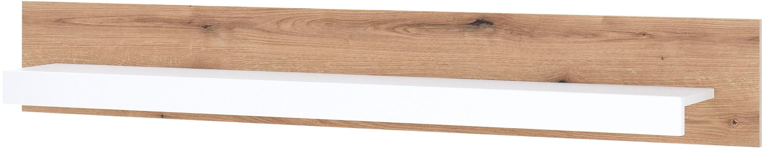 INOSIGN Wandrek Brixen, moderne wandplank, hangplank met opbergruimte veelzijdig inzetbaar wandrek, wit met eiken evoke decor
