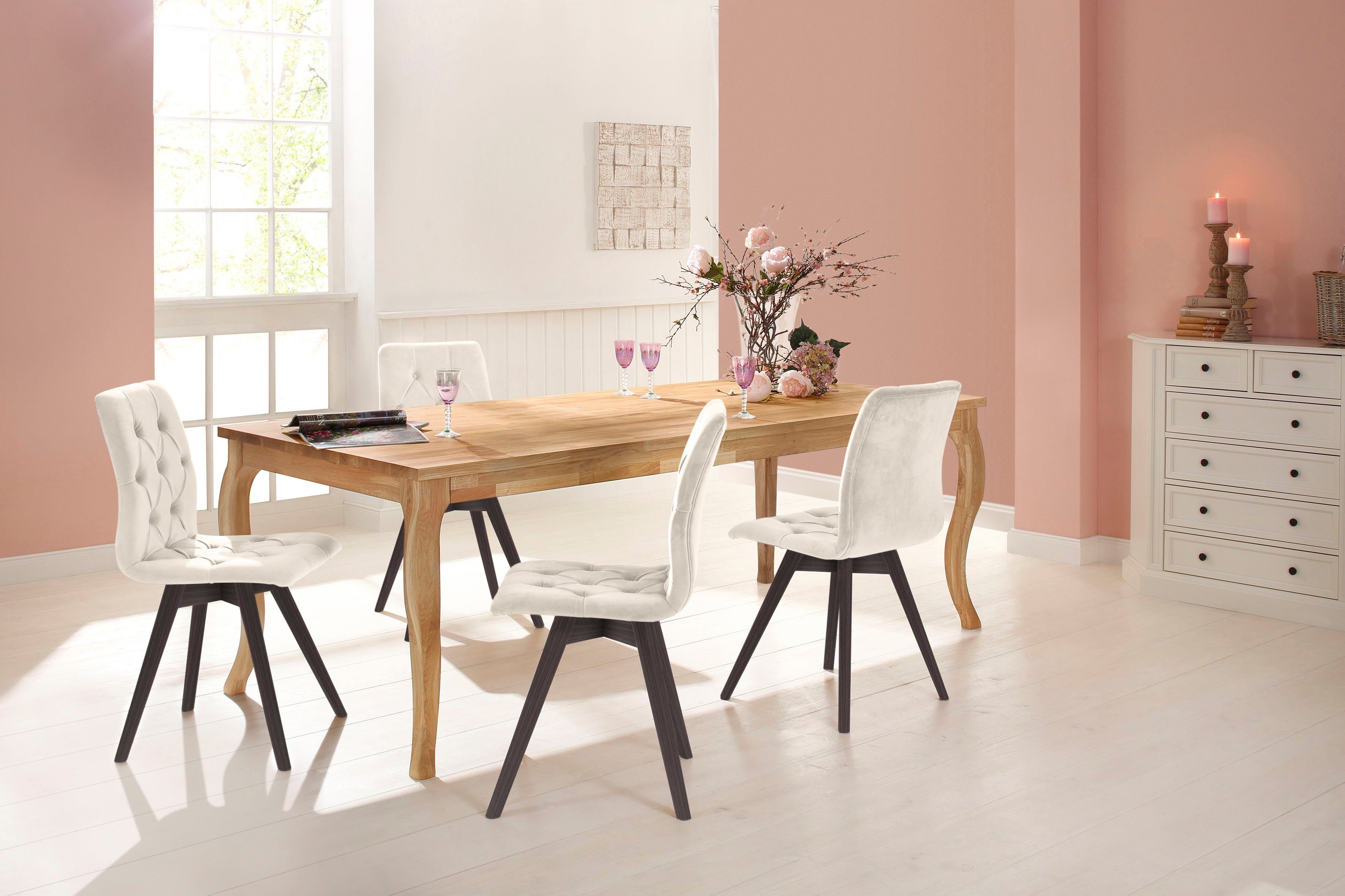 andas Eetkamerstoel Rania met massief houten poten (set, 2 stuks)