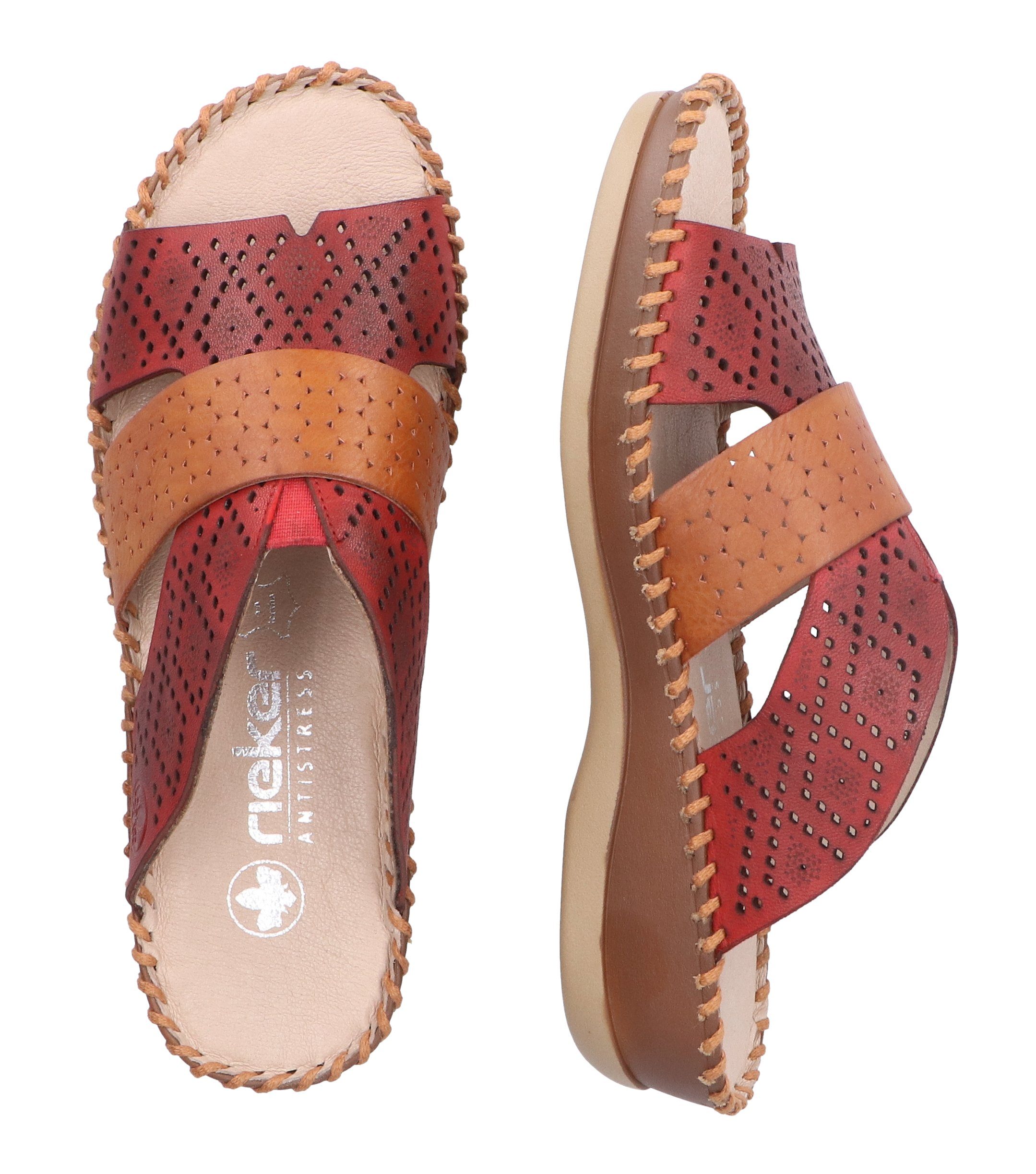 Rieker Slippers sleehak, zomerschoen, slippers met zachte leren binnenzool
