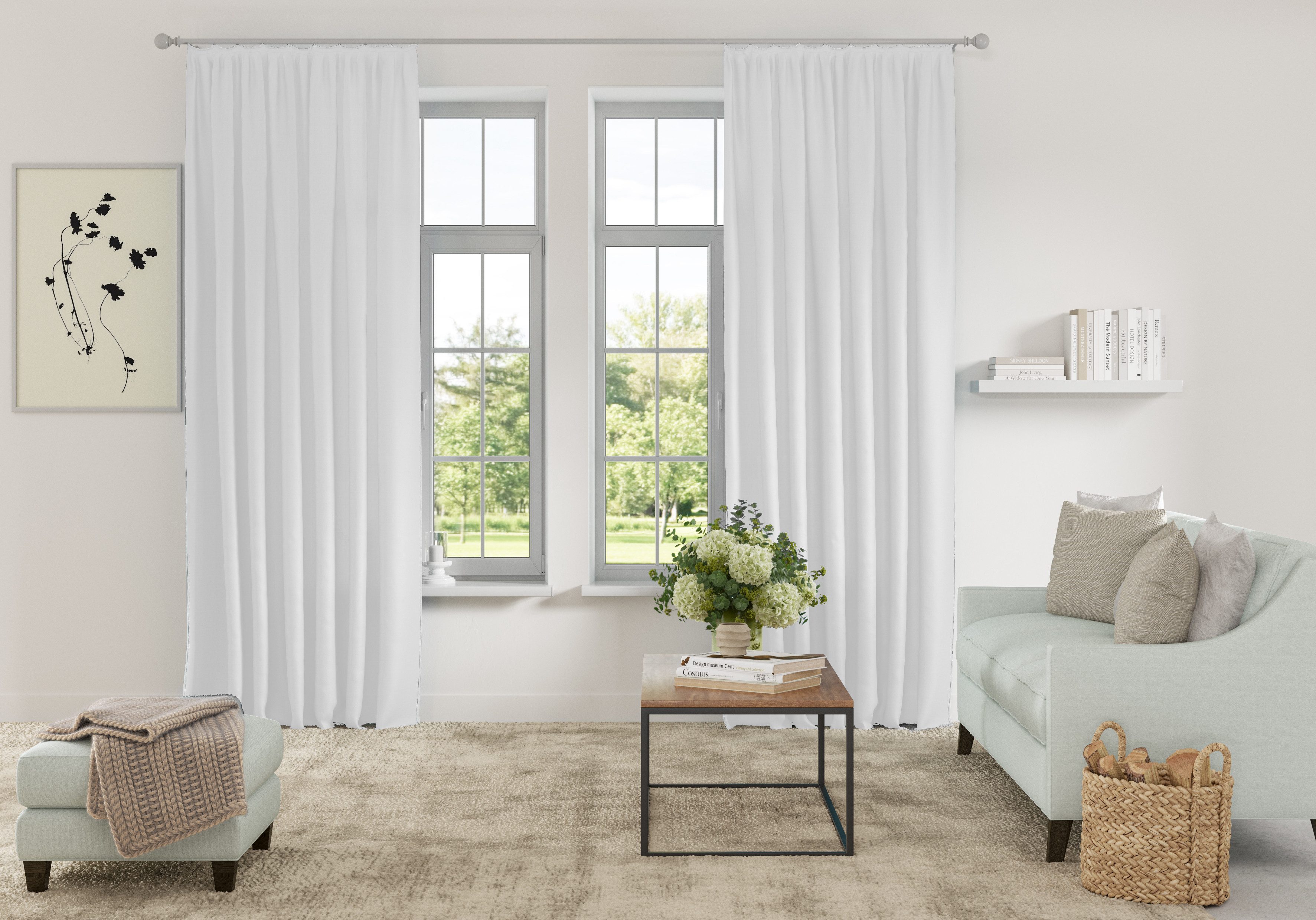 Home affaire Gordijn Parry 2-pack, ondoorzichtig, monochroom, basic, effen, bestseller (2 stuks)
