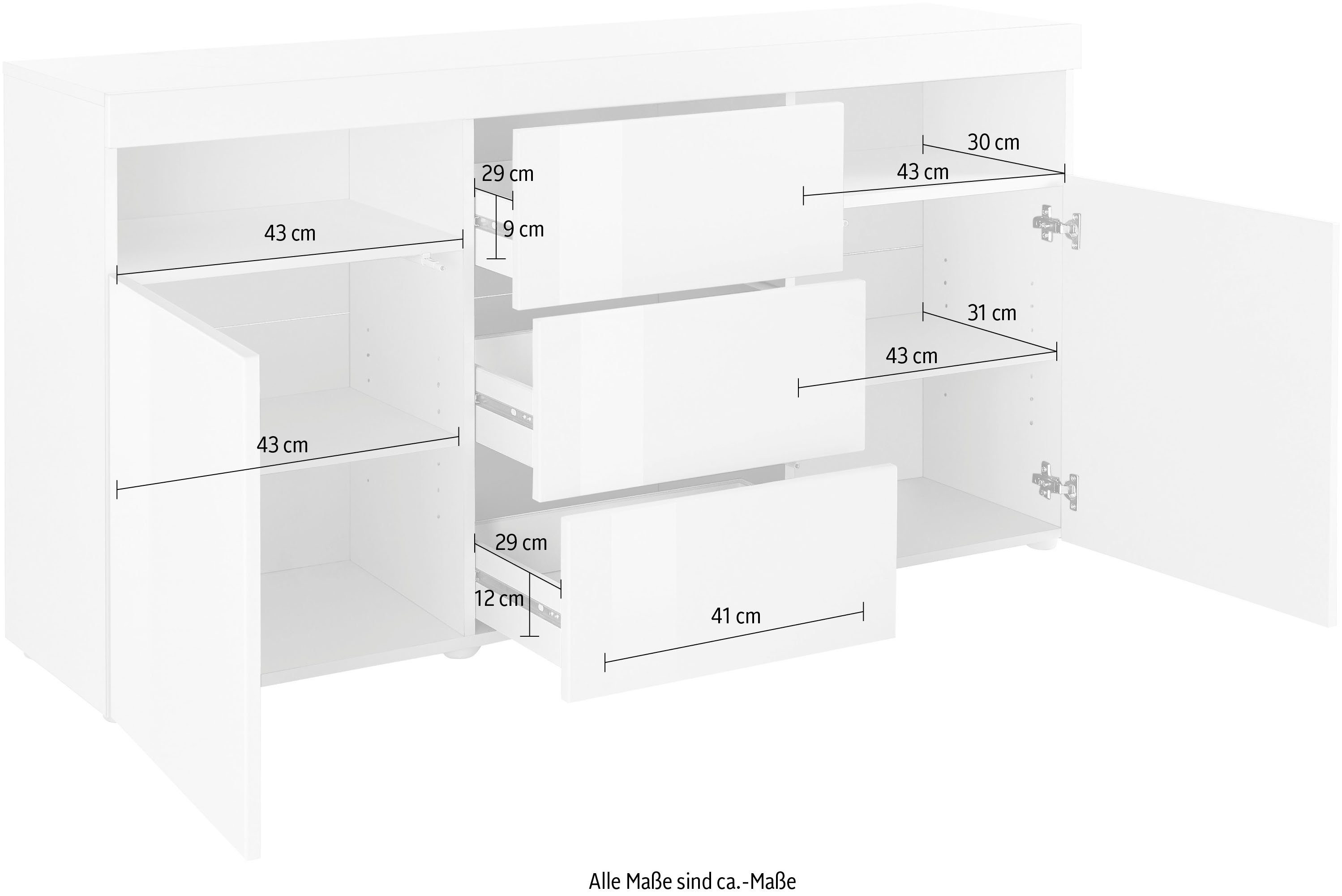 borchardt Möbel Dressoir Kaapstad Breedte 139 cm