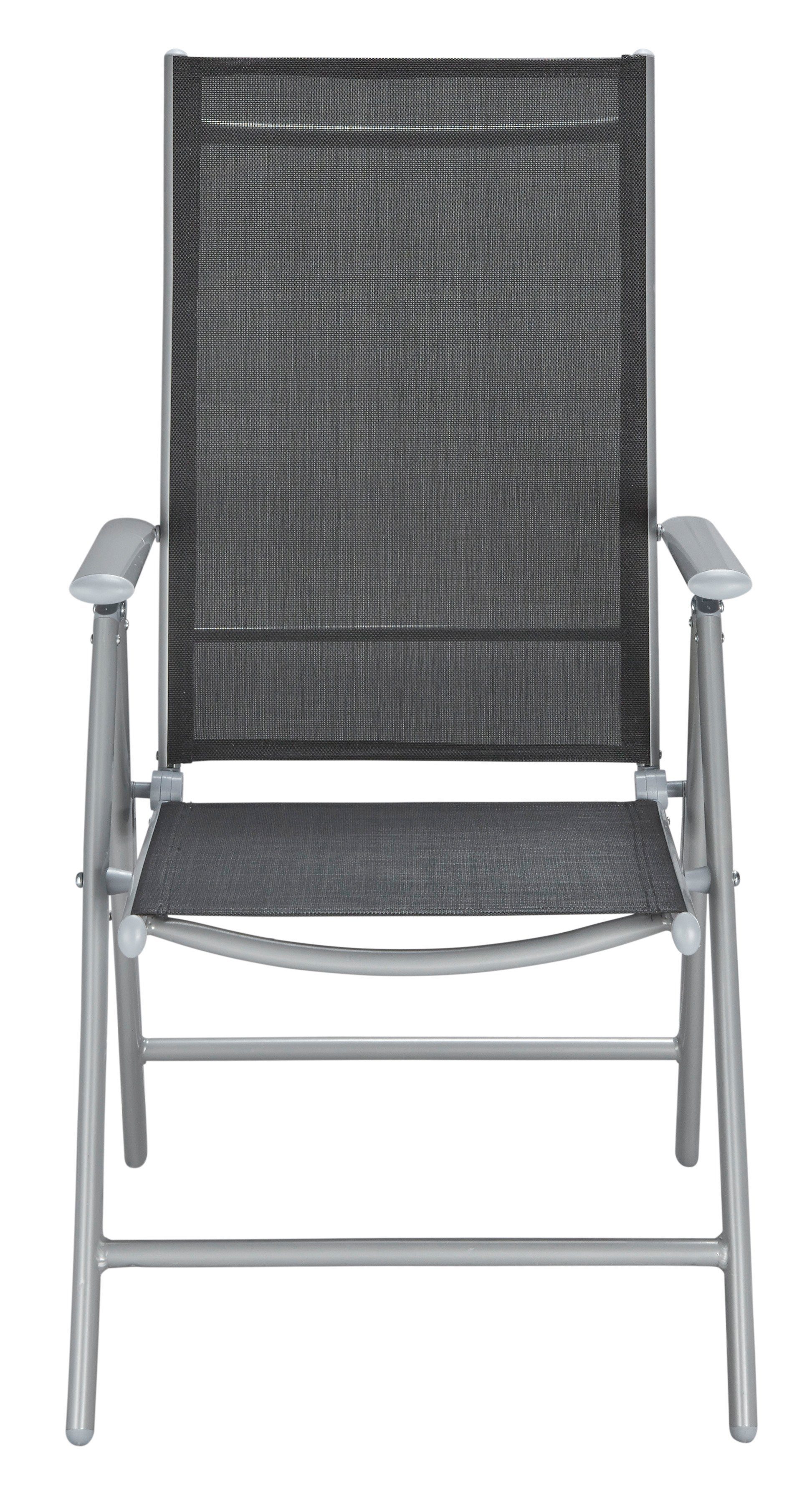 MERXX Tuinstoel Lima, TOPSELLER! set van 2, aluminium/textiel, verstelbaar, zwart (set, 2 stuks)