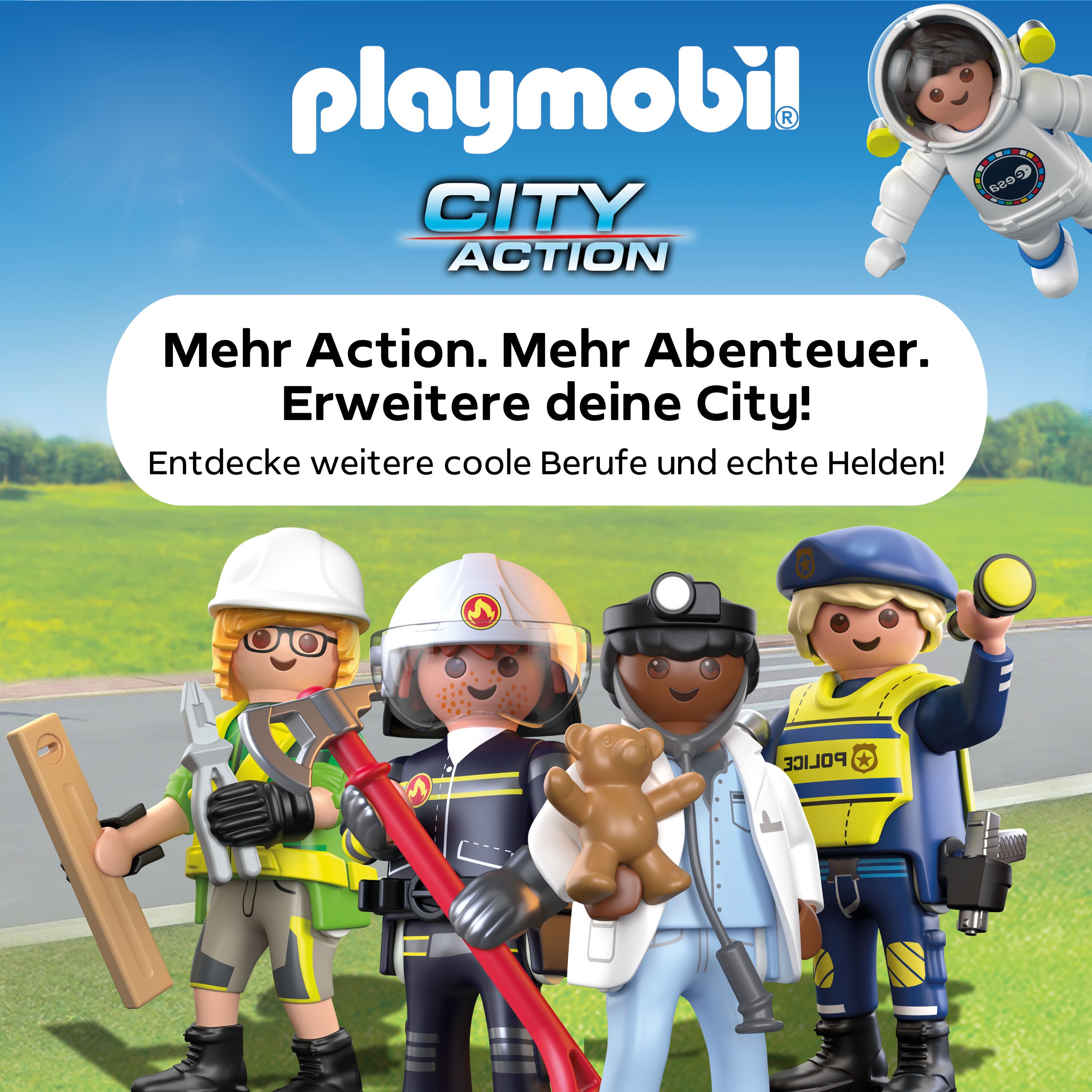 Playmobil® Constructie-speelset Feuerwehr Quad löscht Heckenbrand (71825), Playmobil Action Heroes (47-delig)